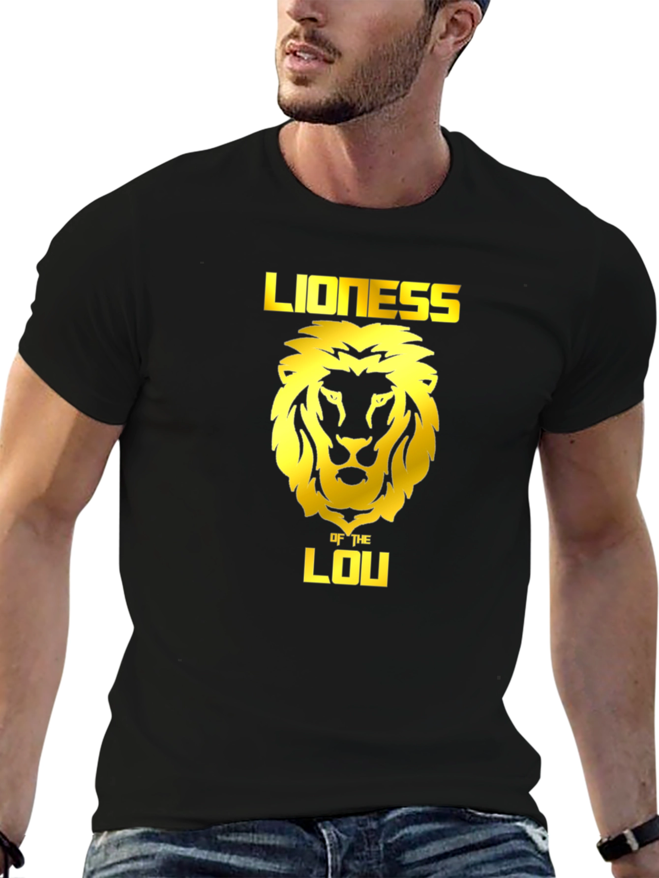 Black Lioness of the Lou Black T-Shirt - Graphic Tee view 6