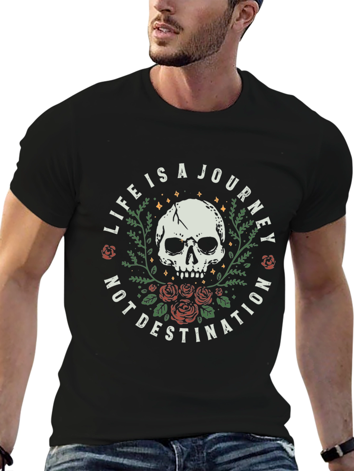 Black Skull Journey Tee - Life is a Journey T-Shirt view 6