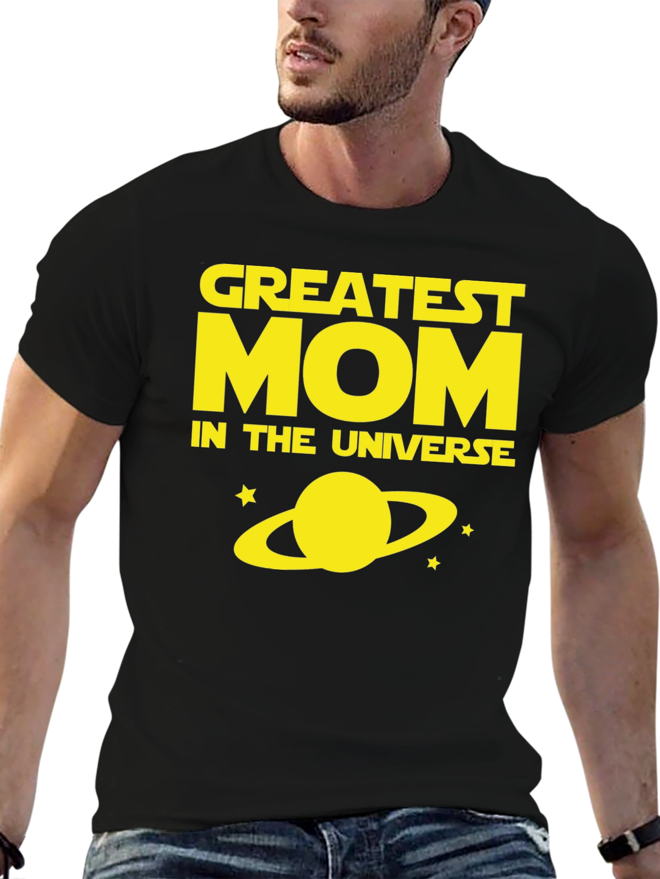 Black Greatest Mom In The Universe Black T-Shirt view 6