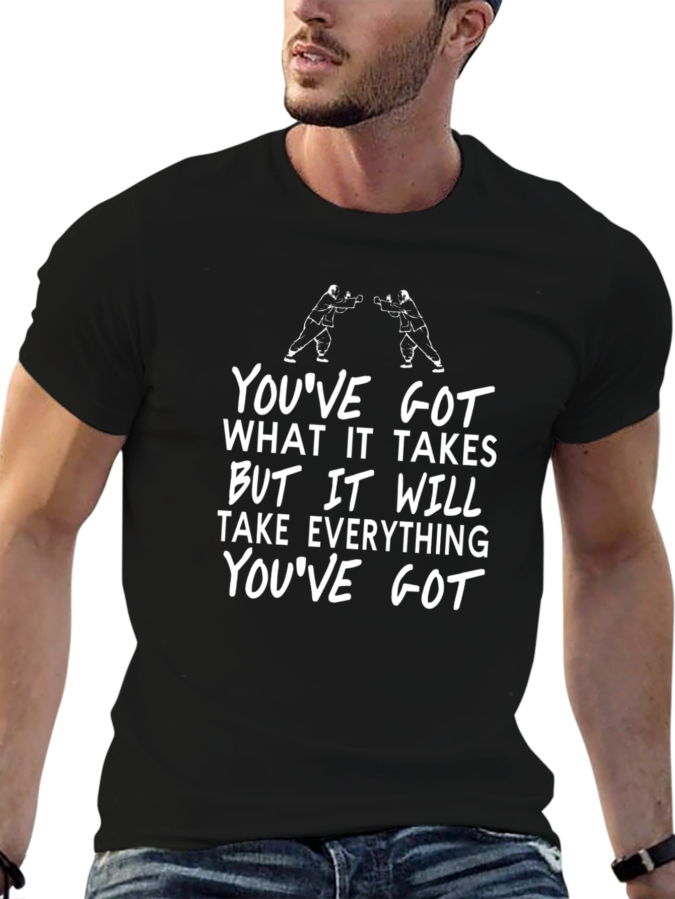 Black Inspirational Graphic Print Black T-Shirt view 6