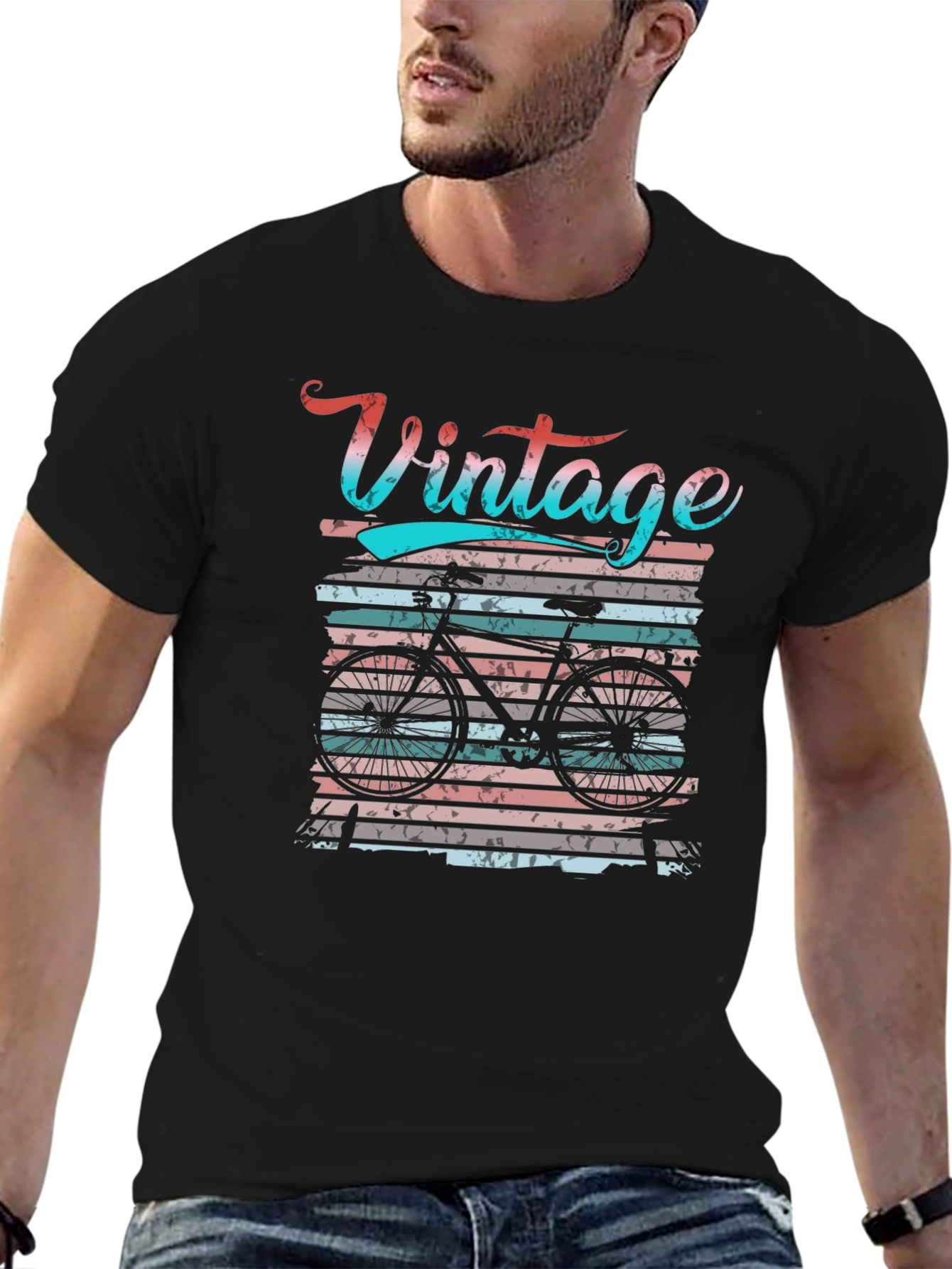 Black Vintage Bicycle Graphic T-Shirt view 6