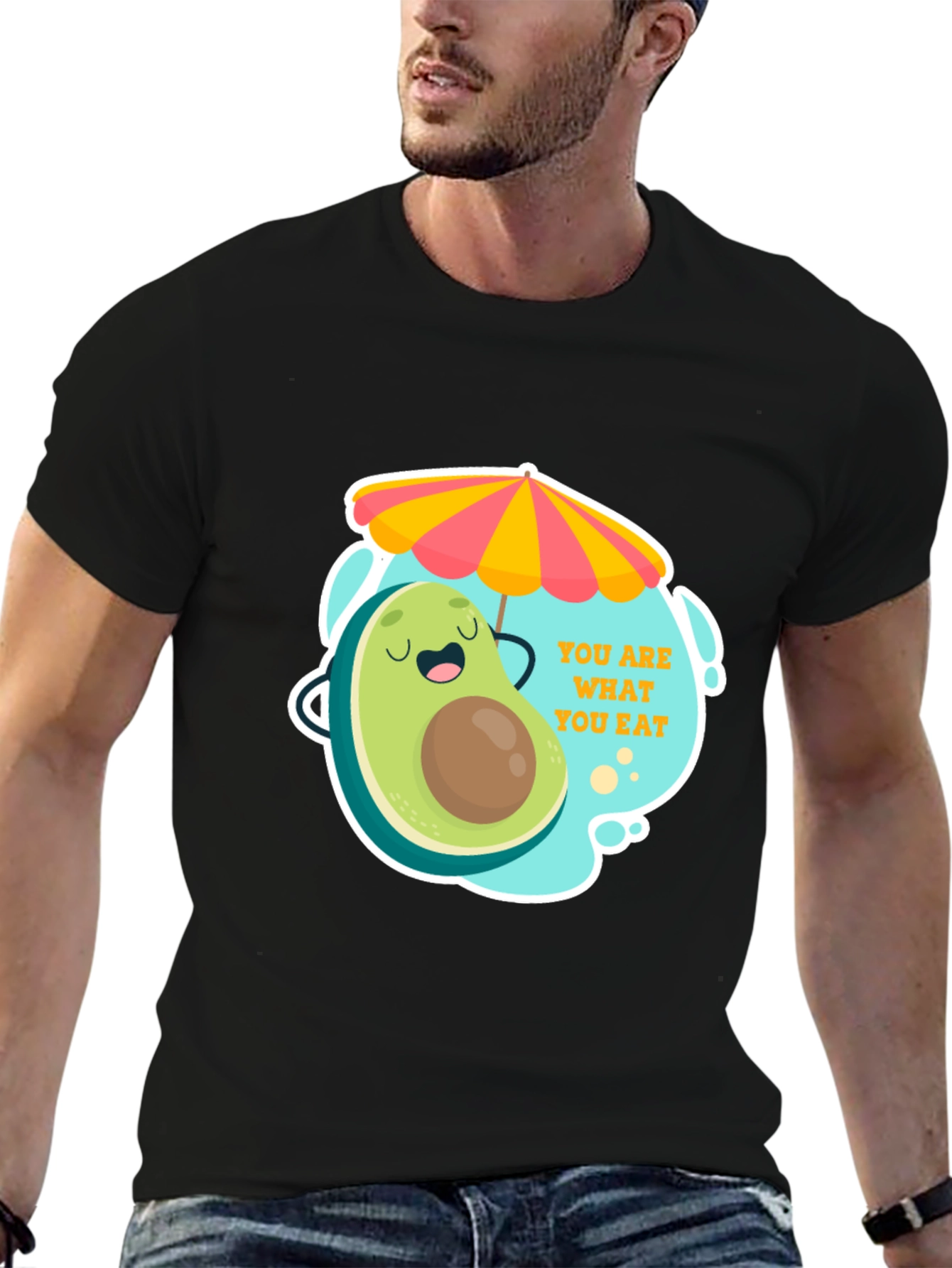 Black Funny Avocado Graphic Tee - You Are What You Eat! view 6