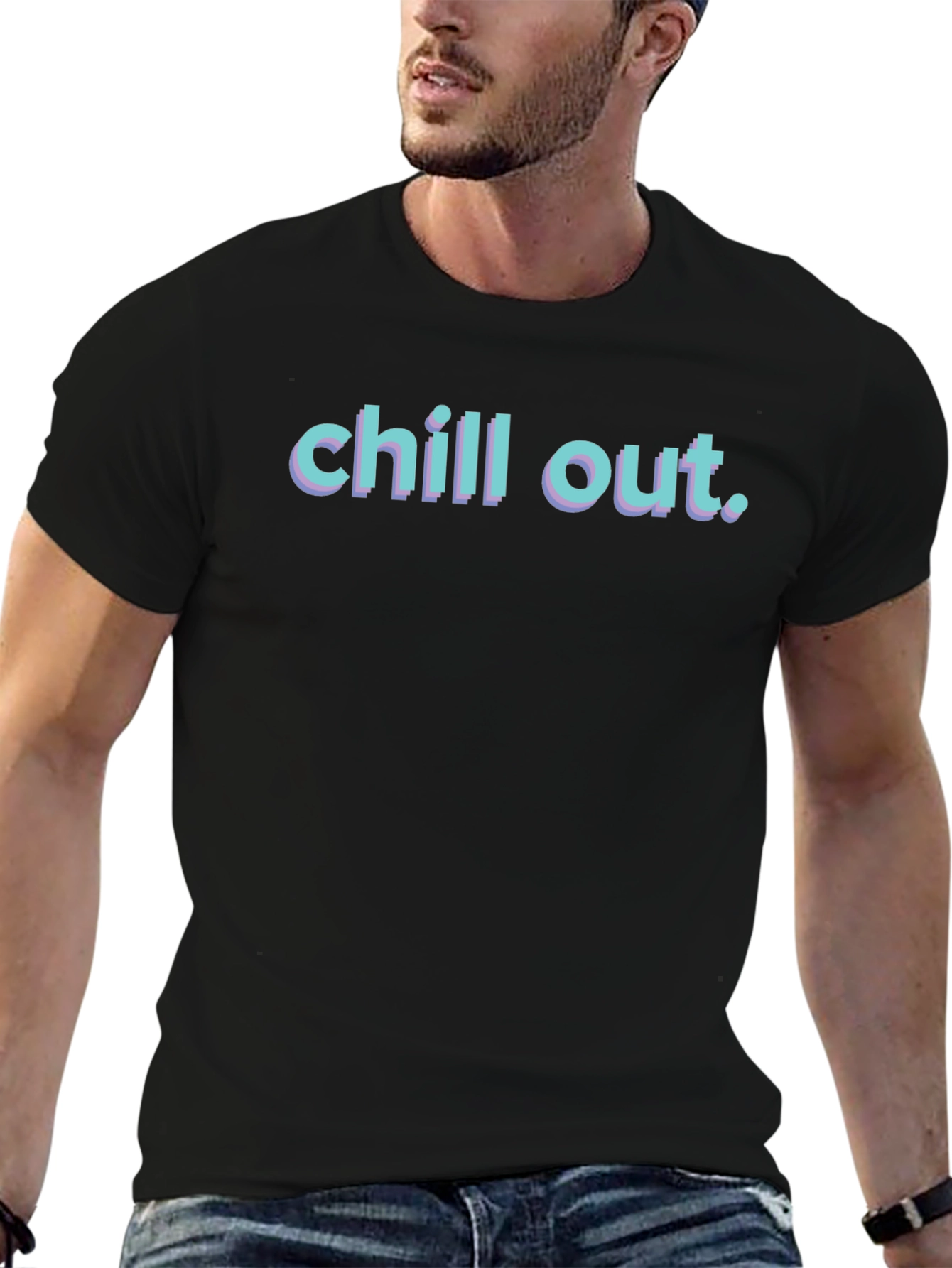 Black Chill Out T-Shirt - Relaxed Vibe Tee view 6