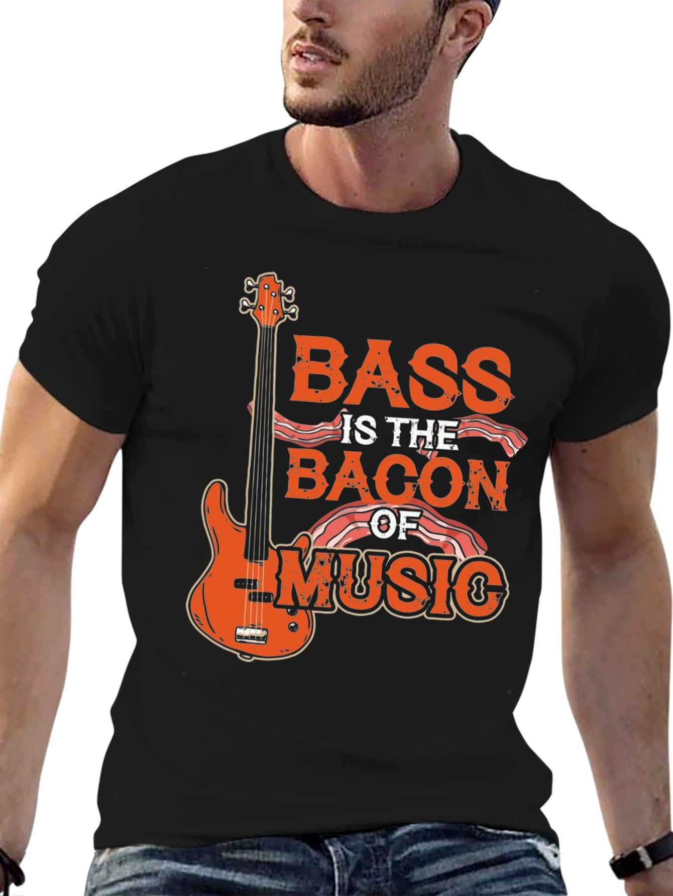 Black Bass is the Bacon of Music T-Shirt - Novelty Tee view 6