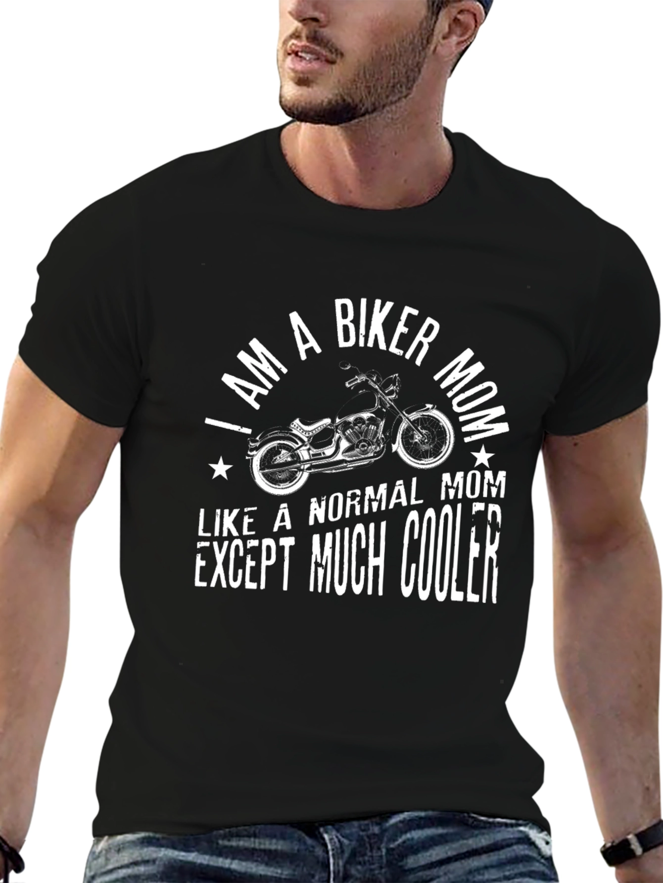 Black I Am a Biker Mom T-Shirt - Cool Motorcycle Tee view 6