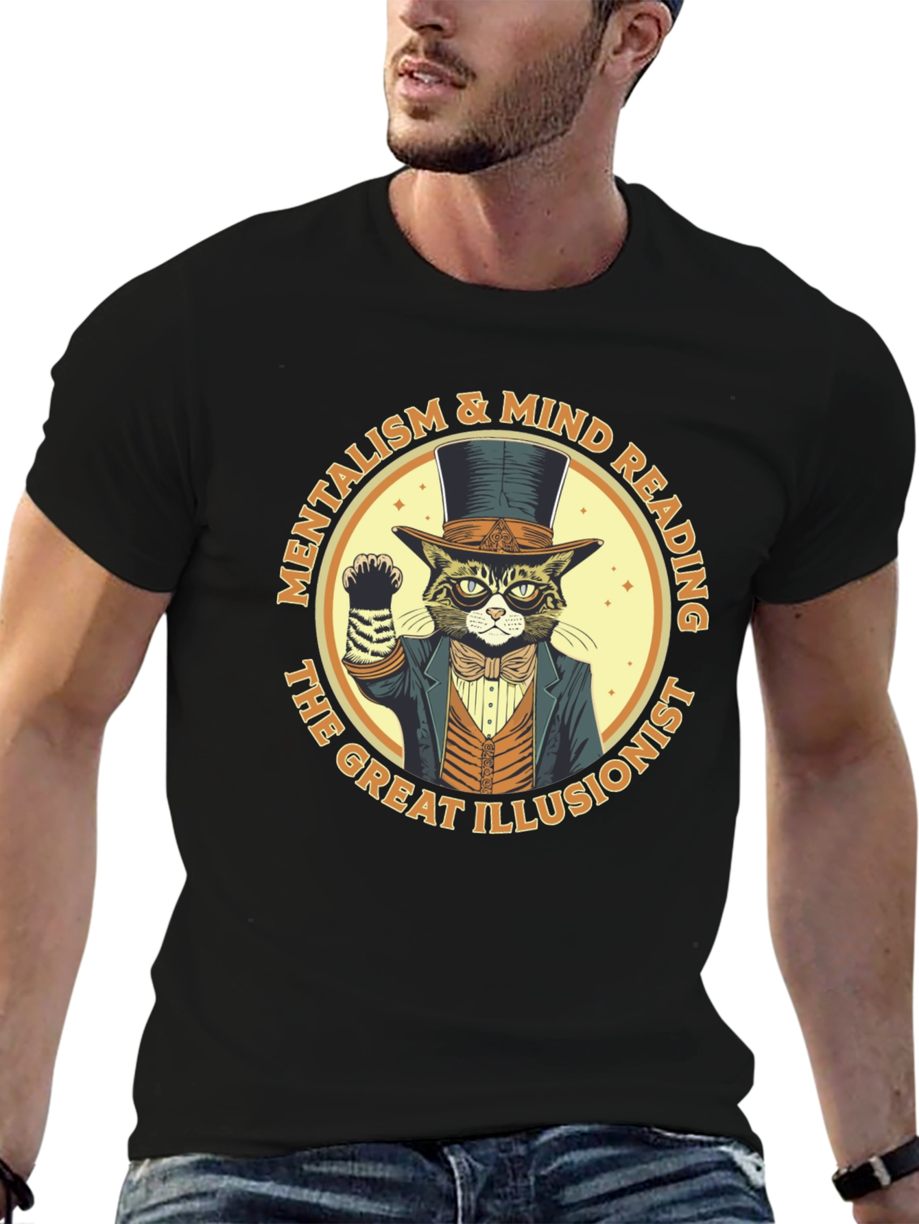 Black Mentalism & Mind Reading Cat T-Shirt view 6