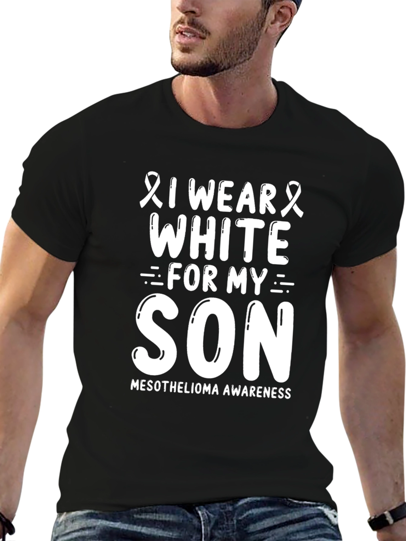 Black I Wear White For My Son Awareness T-Shirt view 6