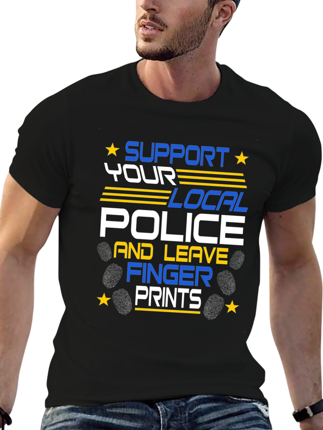 Black Support Local Police Graphic T-Shirt view 6