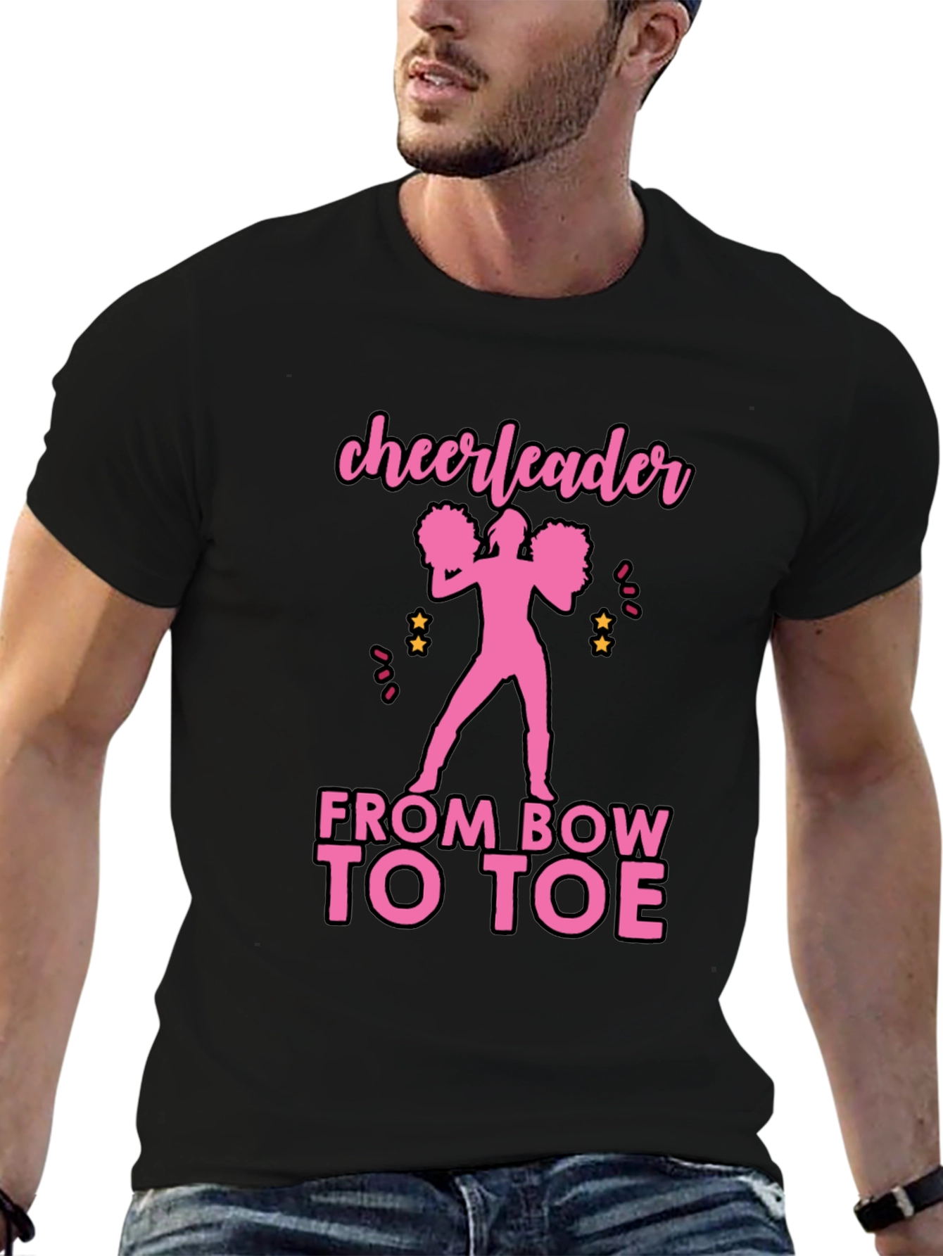 Black Cheerleader From Bow to Toe T-Shirt view 6