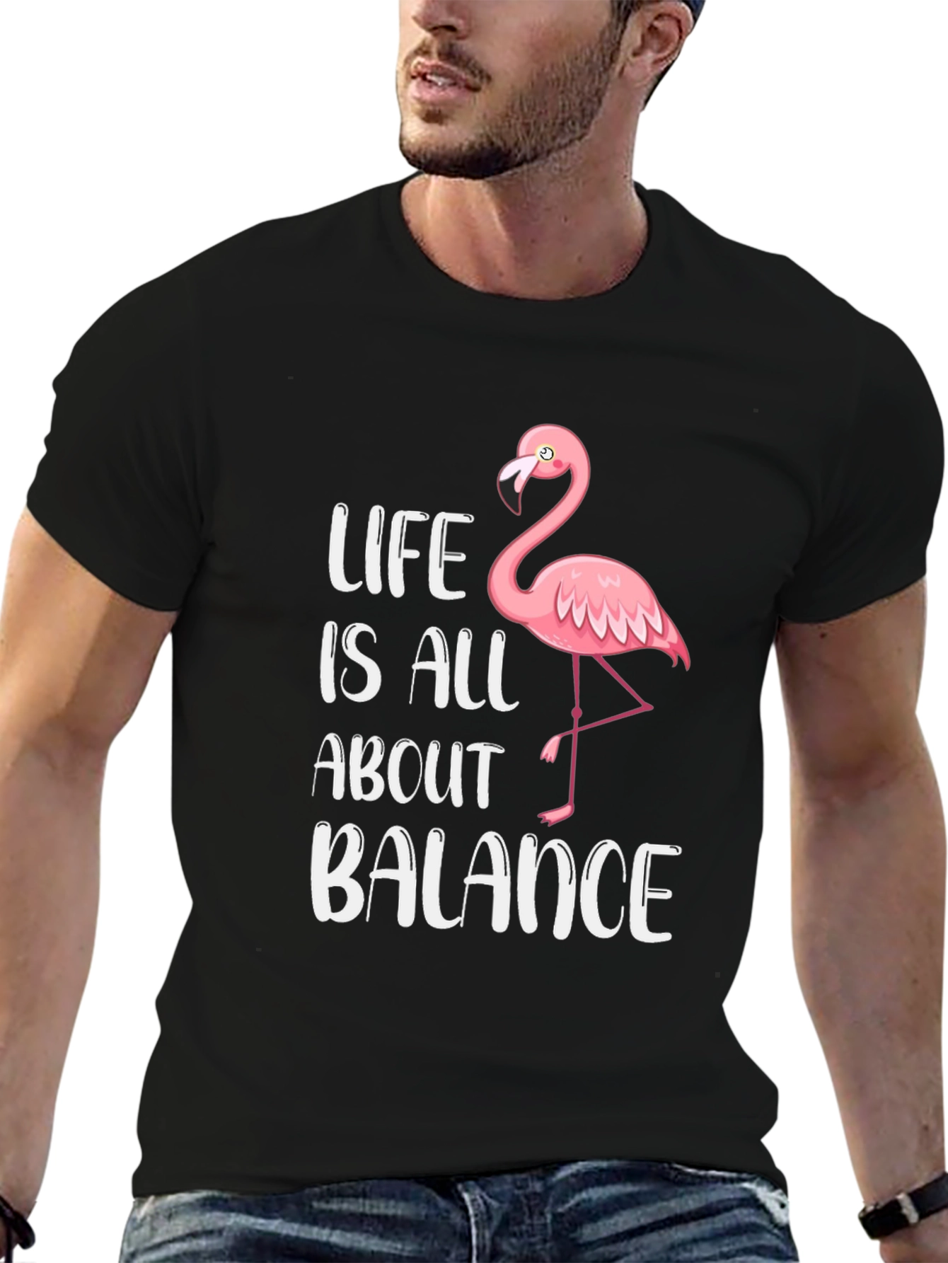 Black Life is All About Balance Flamingo Graphic T-Shirt view 6