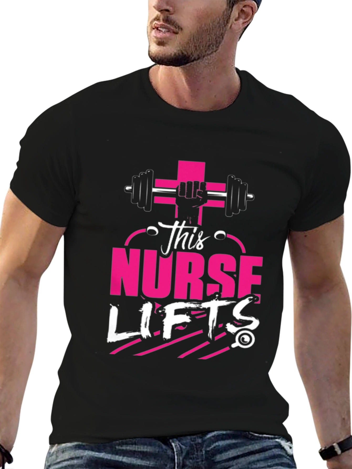 Black This Nurse Lifts T-Shirt: Fitness Apparel view 6