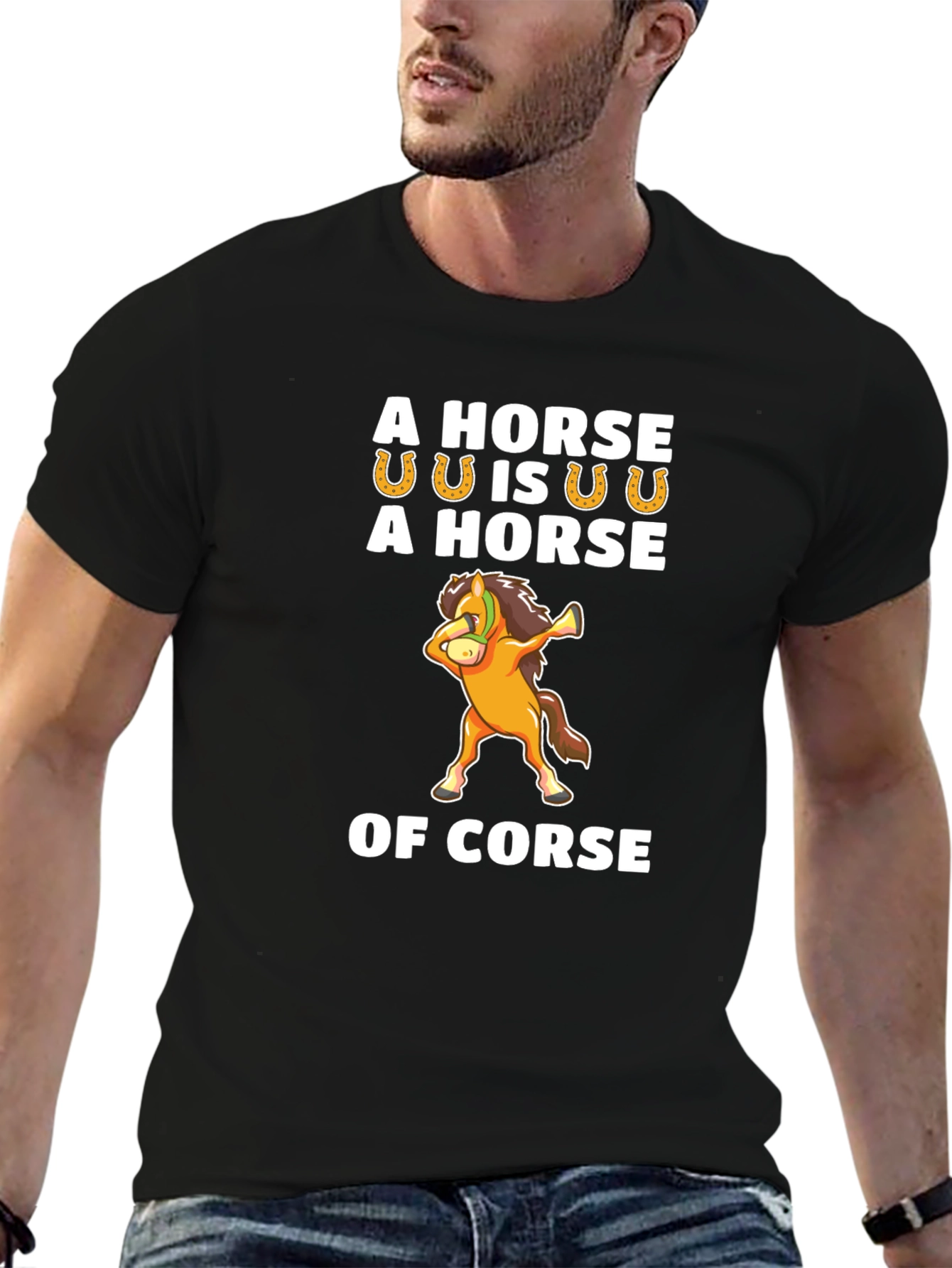 Black Funny Horse Pun T-Shirt - 'Of Corse' Humor Tee view 6