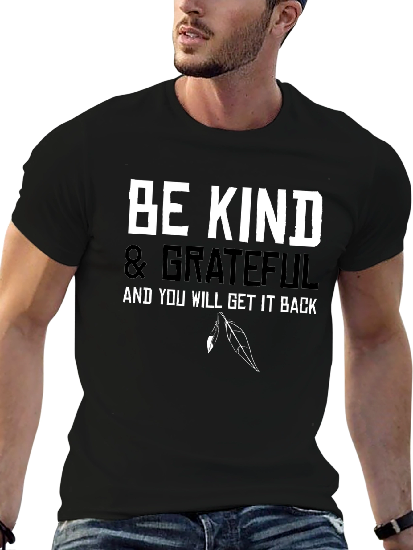 Black Be Kind & Grateful Black T-Shirt view 6