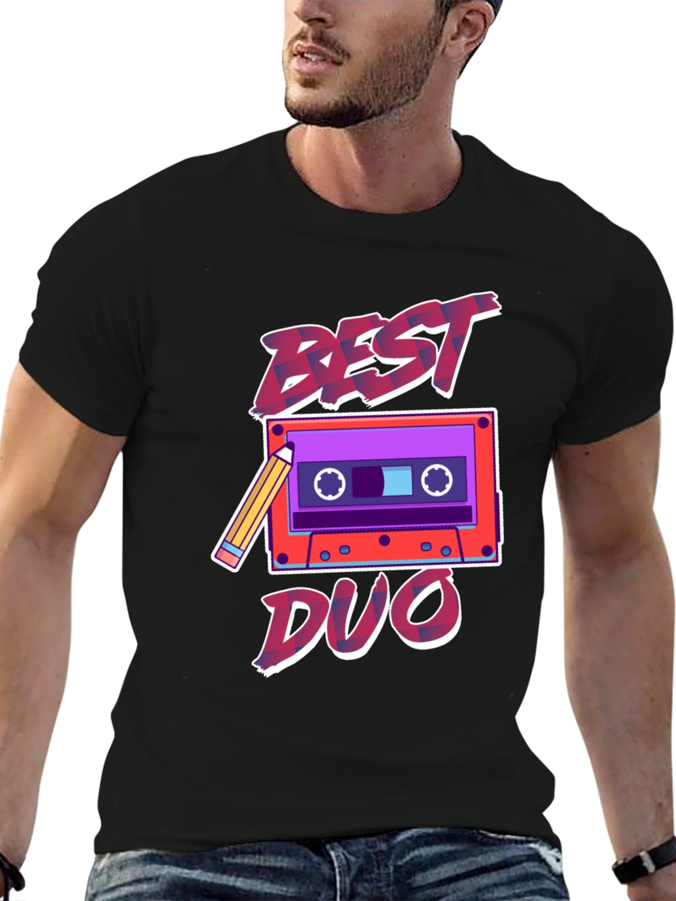 Black Best Duo Cassette Tape Graphic Tee - Retro Style view 6