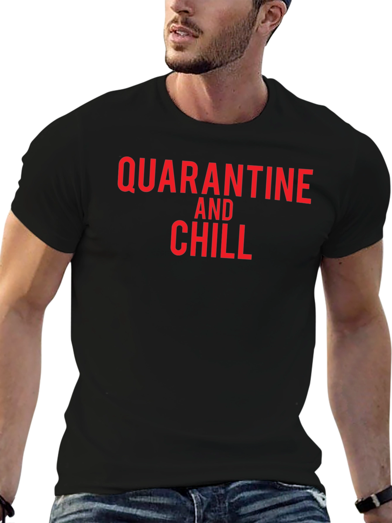 Black Quarantine and Chill Black T-Shirt view 6