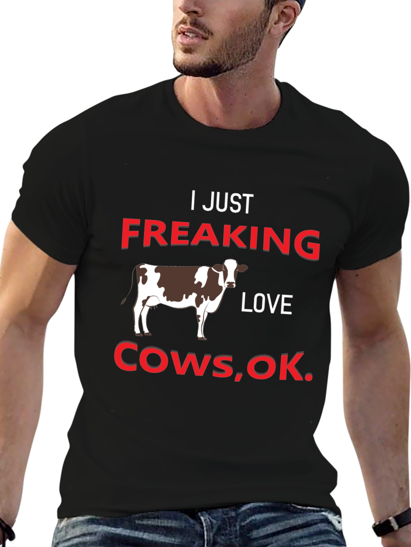 Black I Just Freaking Love Cows T-Shirt view 6