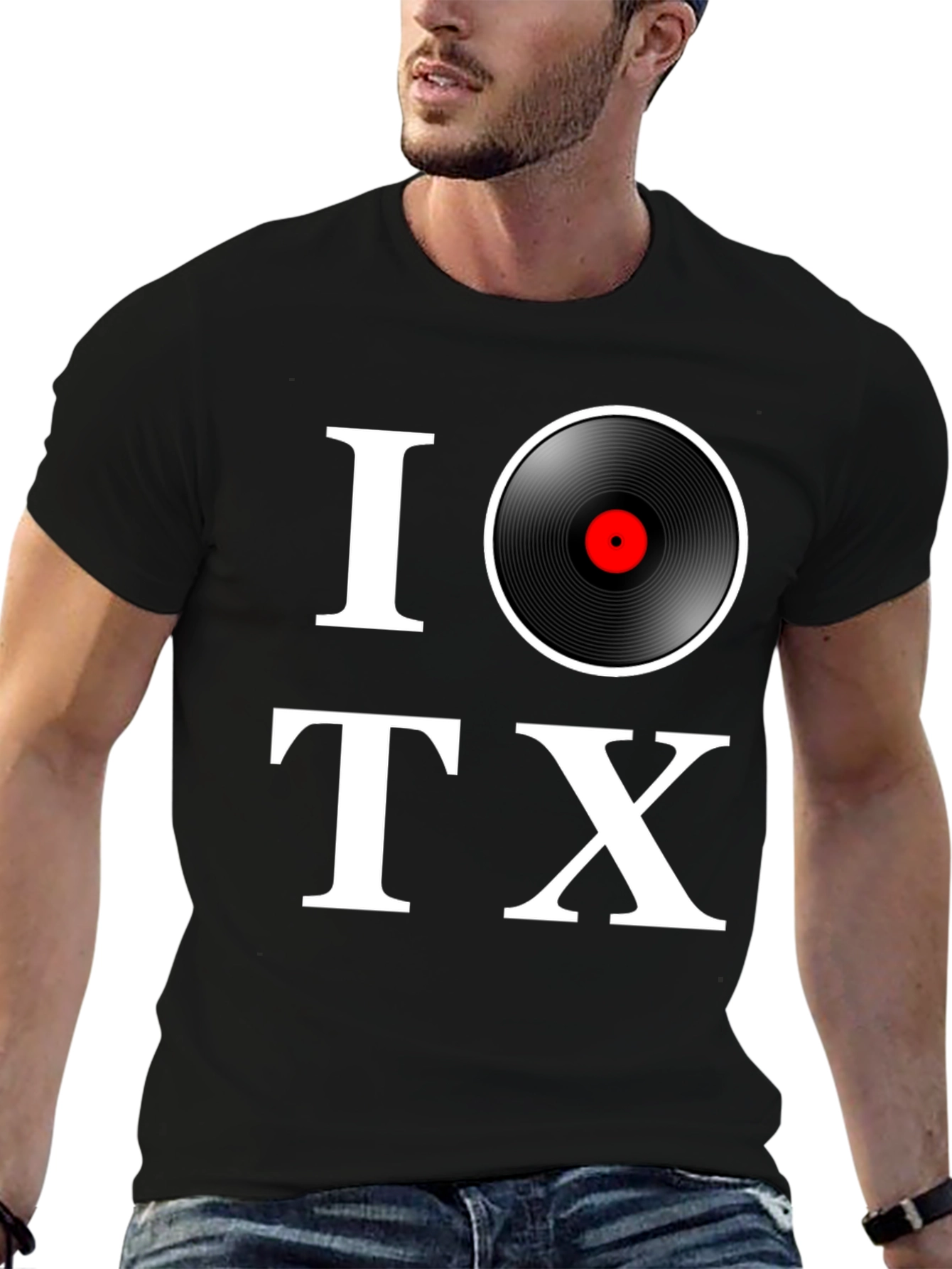 Black I Love Vinyl TX Black Graphic Tee view 6