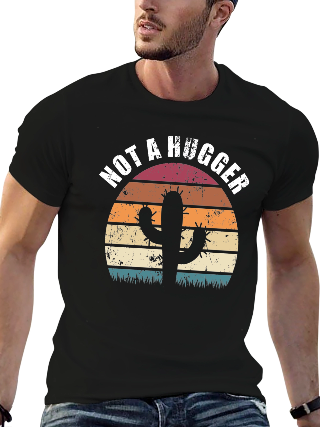 Black Not A Hugger Cactus Graphic Tee view 6