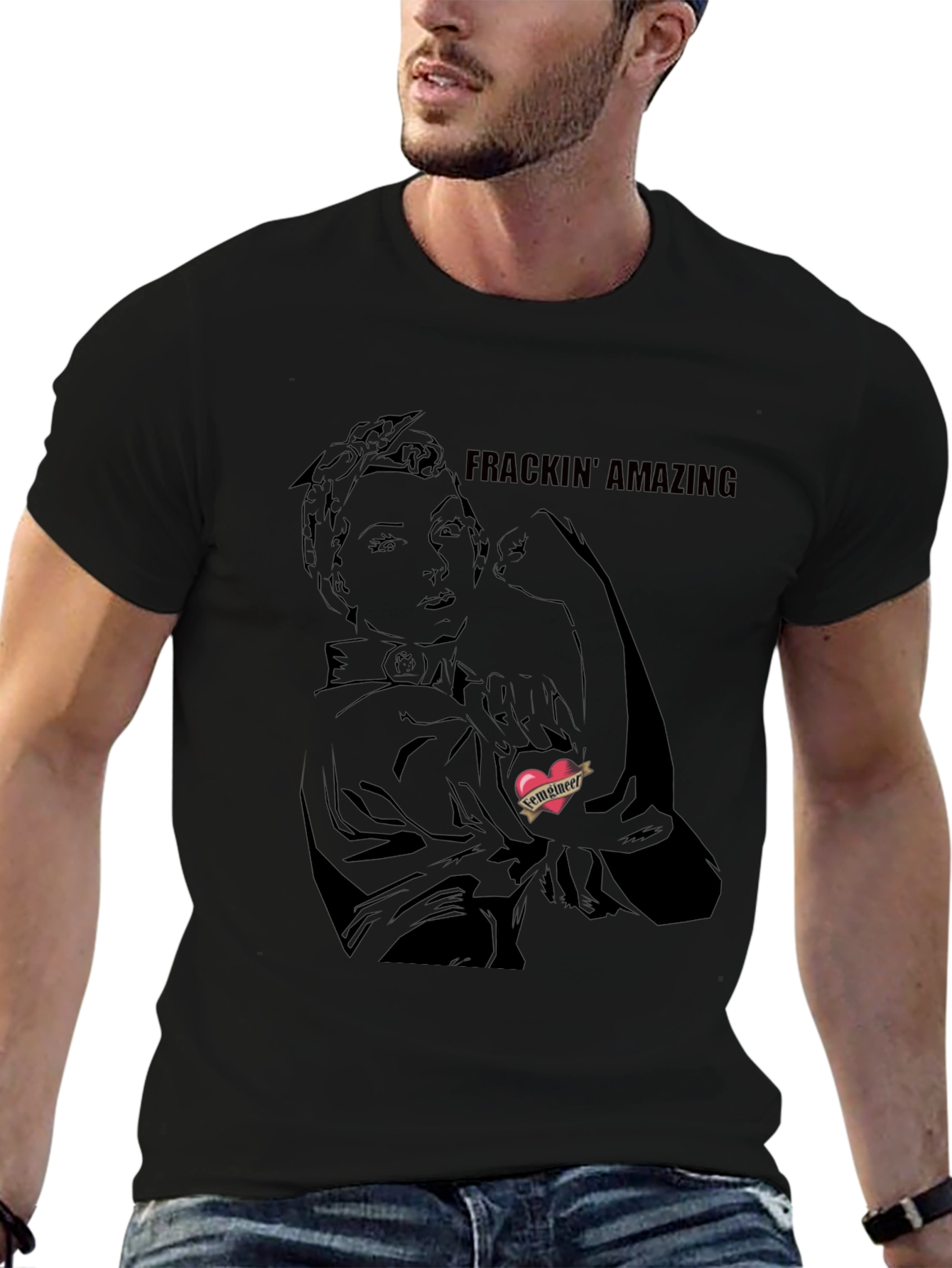 Black Frackin' Amazing Rosie the Riveter Graphic Tee view 6