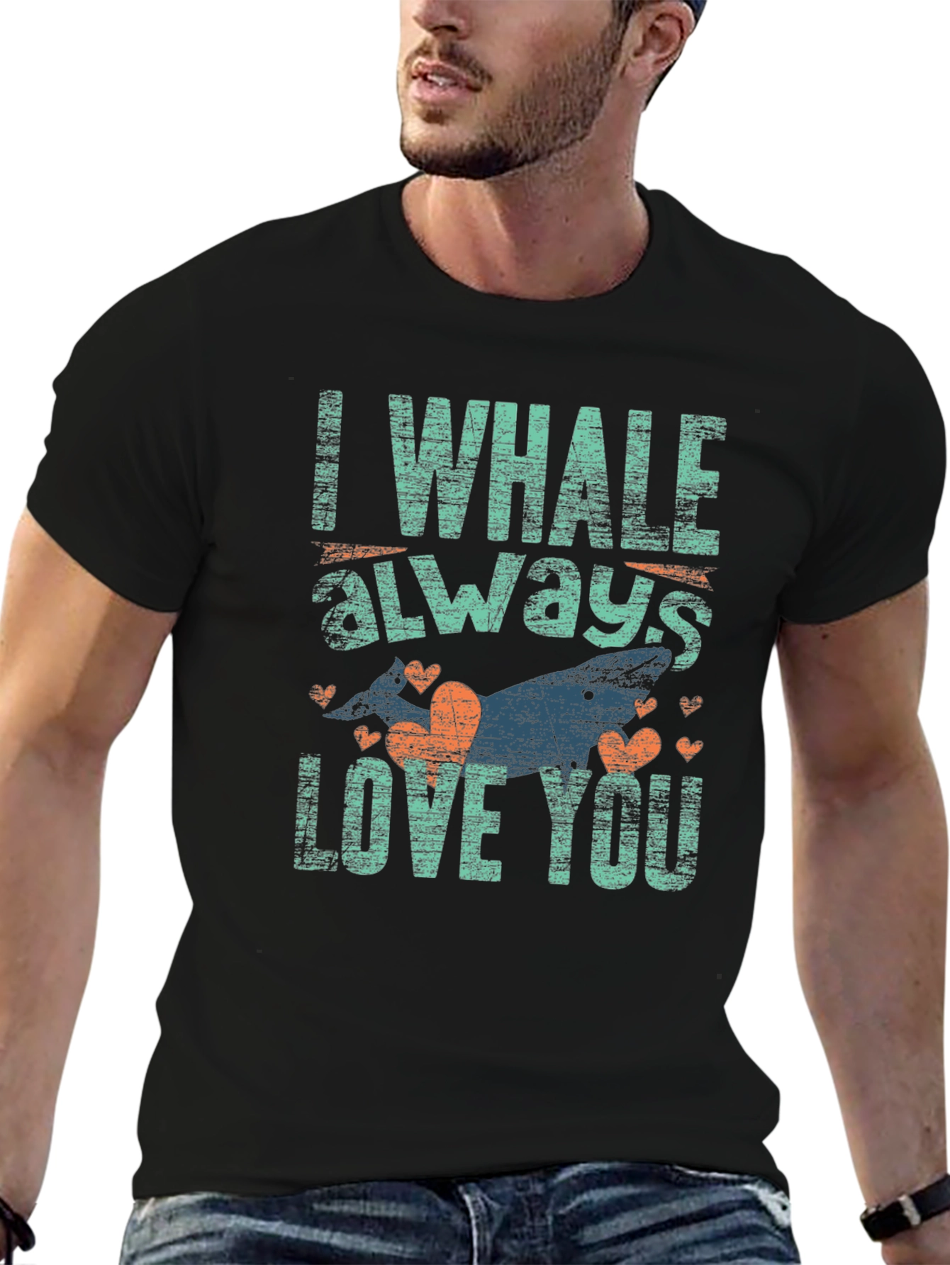 Black I Whale Always Love You Graphic T-Shirt view 6