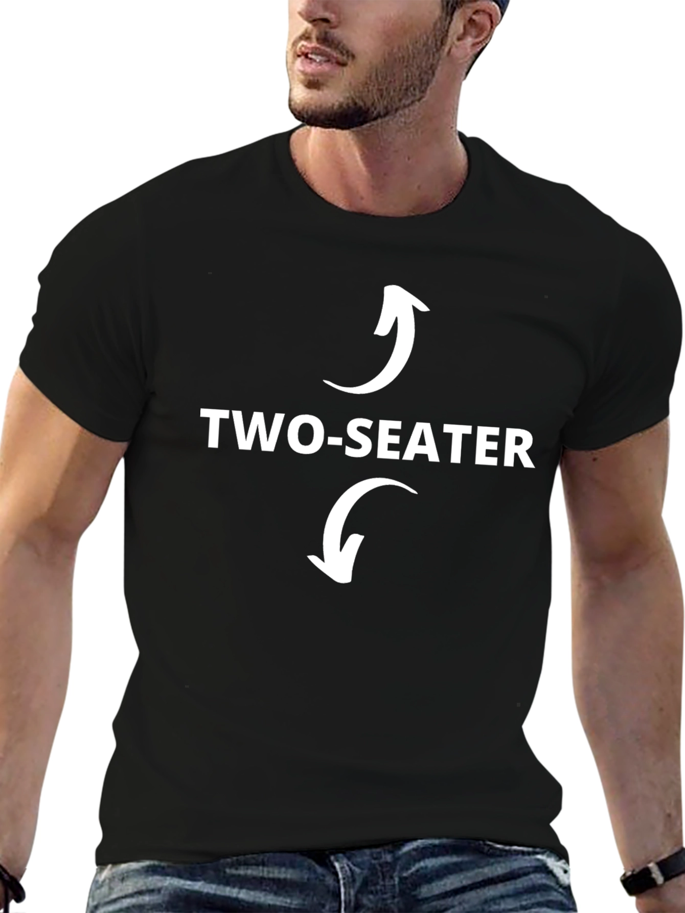 Black Two-Seater Graphic Tee - Funny Couple T-Shirt view 6