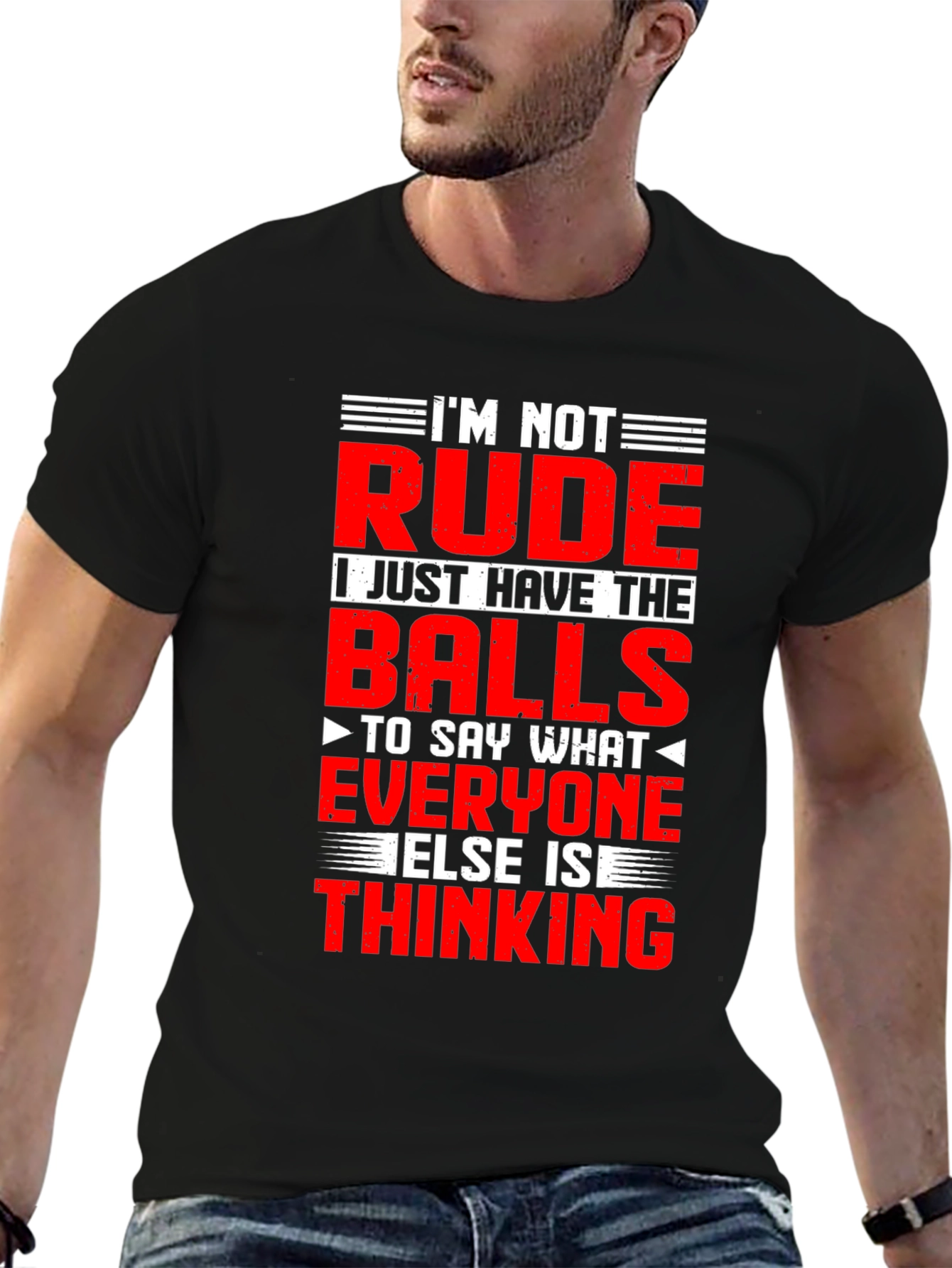 Black Funny Graphic T-Shirt: I'm Not Rude, Just Honest view 6