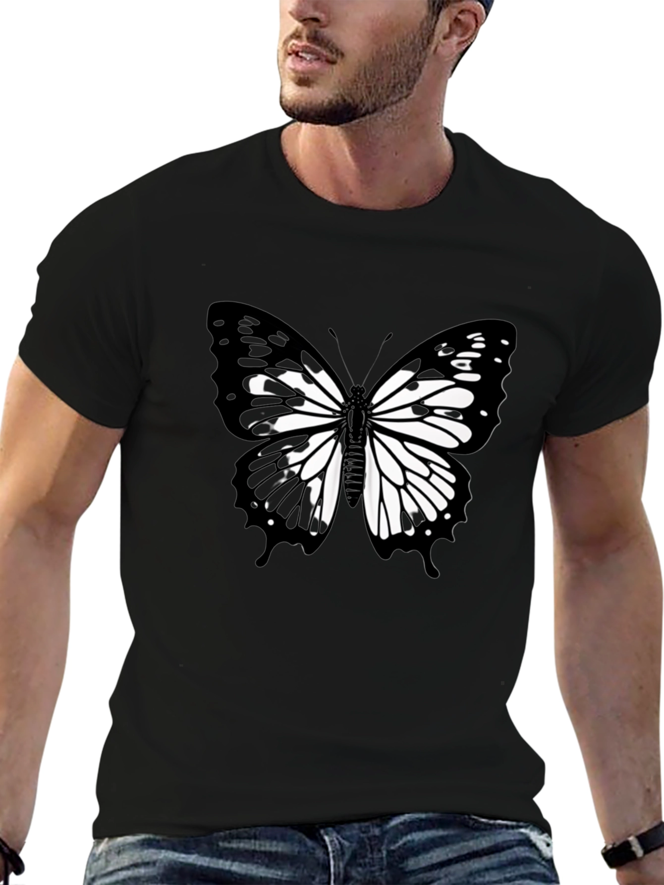 Black Butterfly Graphic Black T-Shirt view 6