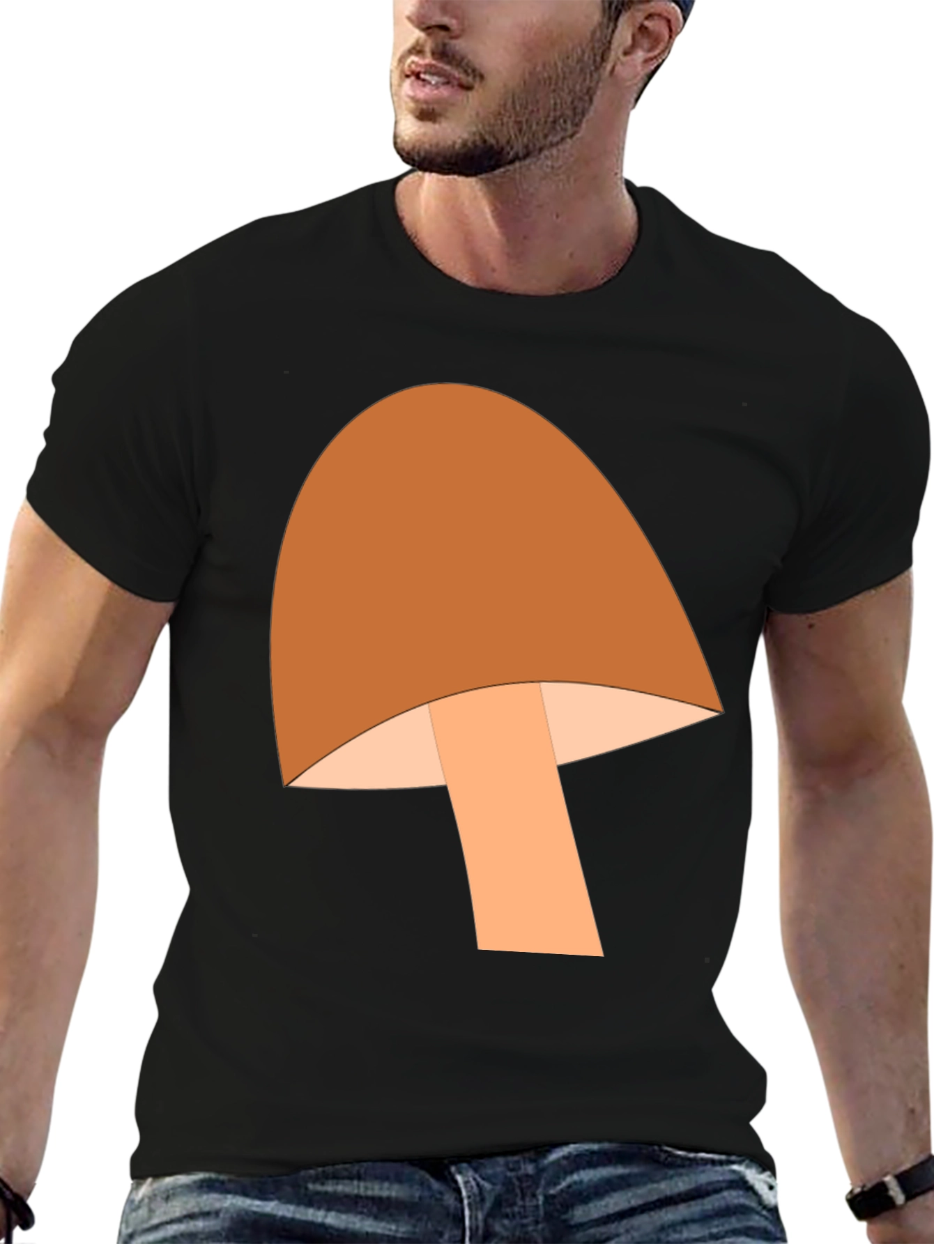 Black Mushroom Graphic Tee - Fun Casual Wear view 6