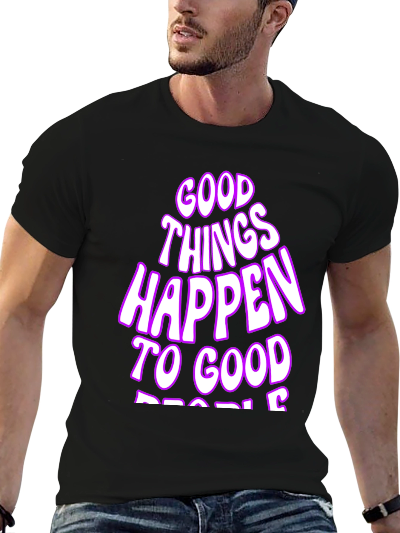 Black Good Things Happen T-Shirt - Black Casual Tee view 6