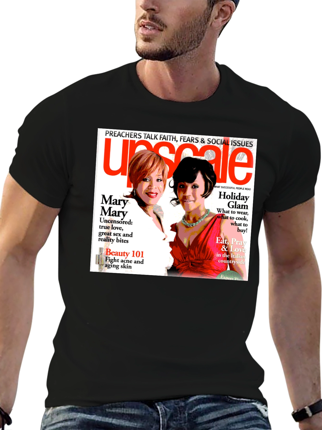 Black Upscale Magazine Graphic T-Shirt view 6