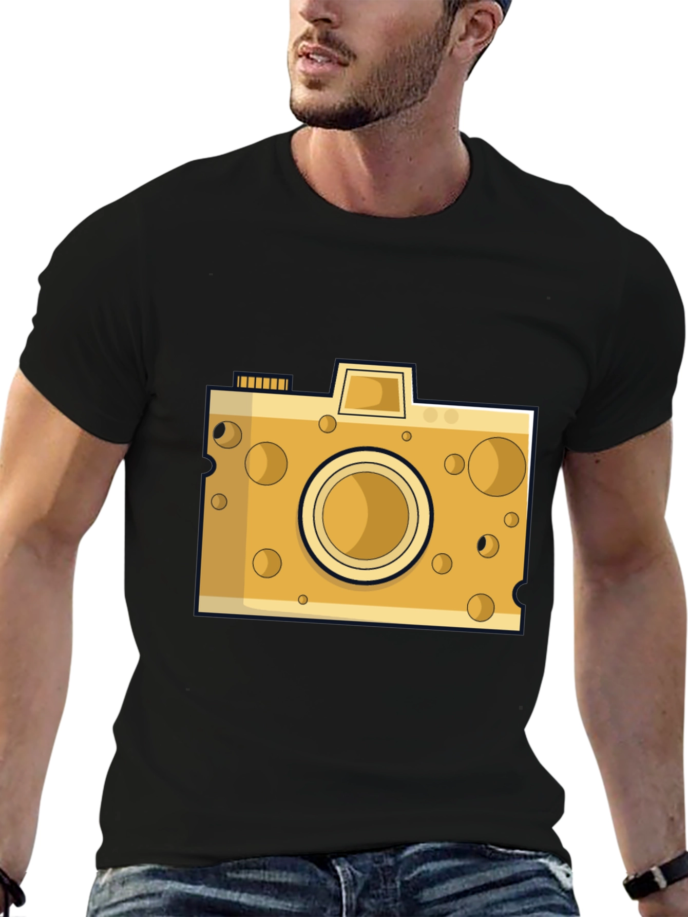 Black Cheese Camera Graphic Tee - Black Cotton view 6