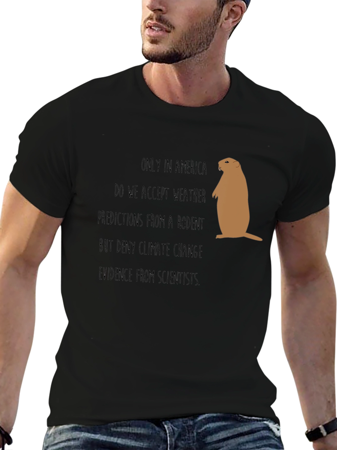 Black Funny Climate Change Rodent Graphic Tee view 6