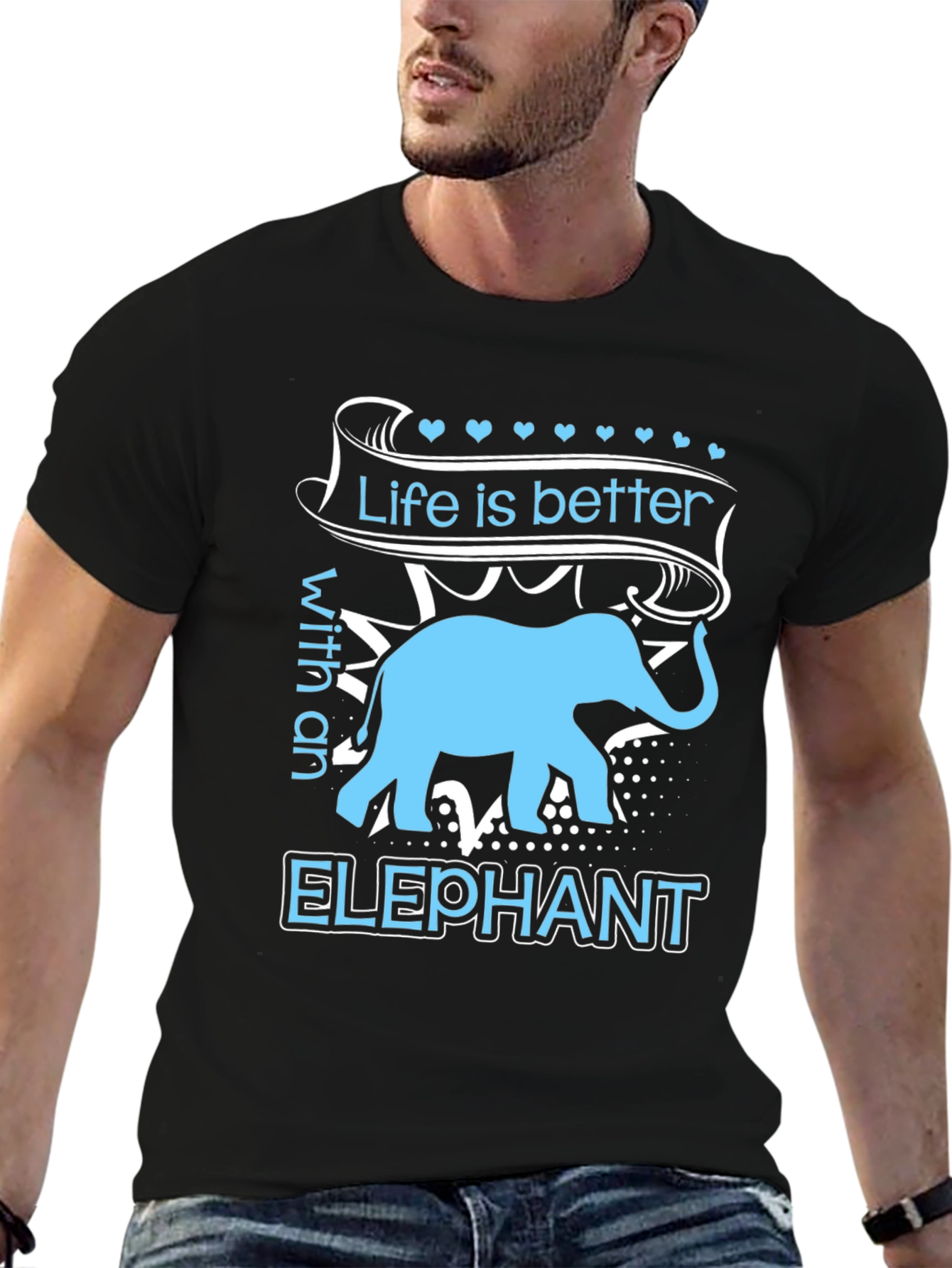 Black Elephant Lover T-Shirt - Life is Better Tee view 6