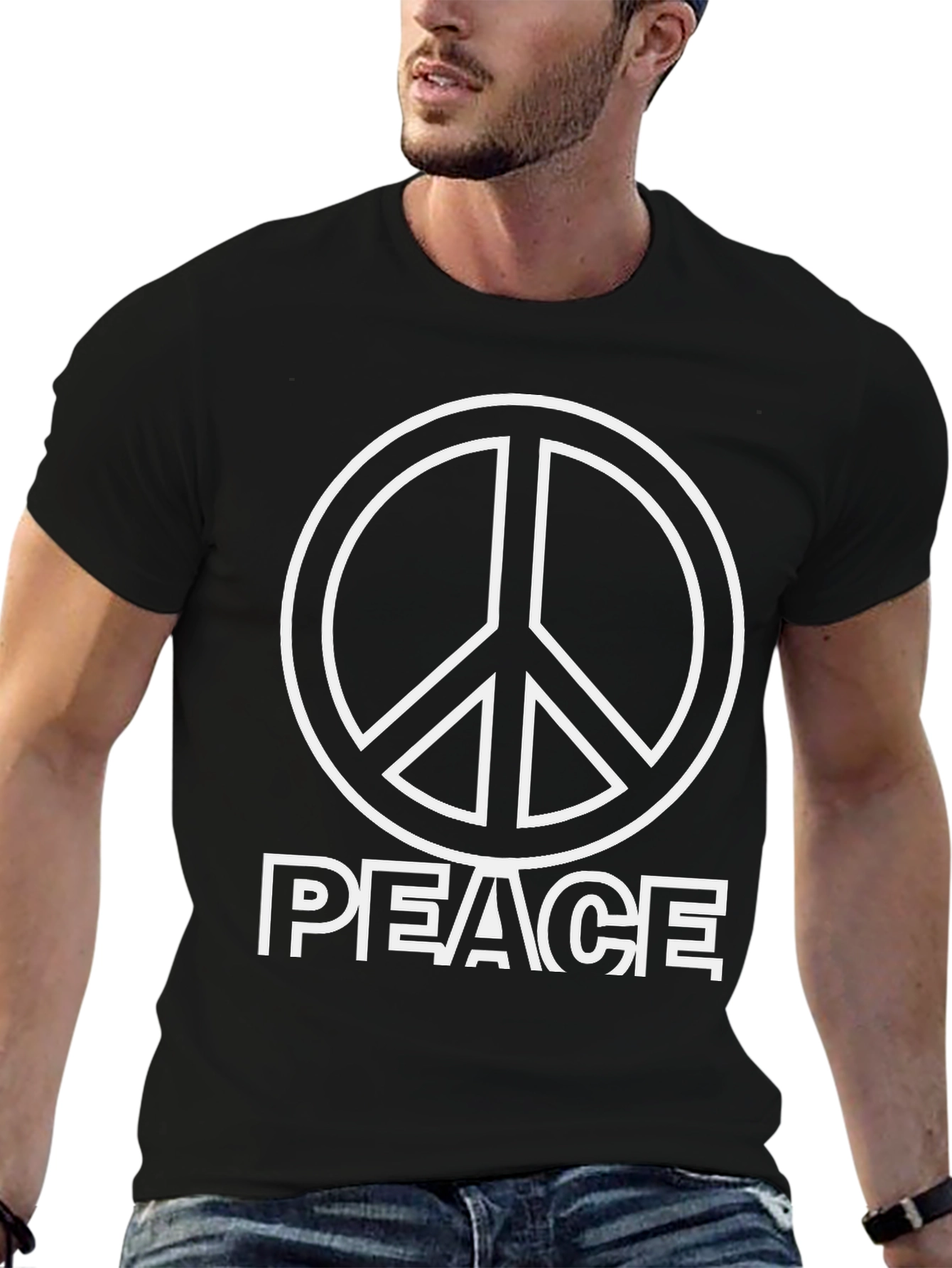 Black Peace Sign Graphic Tee - Black view 6