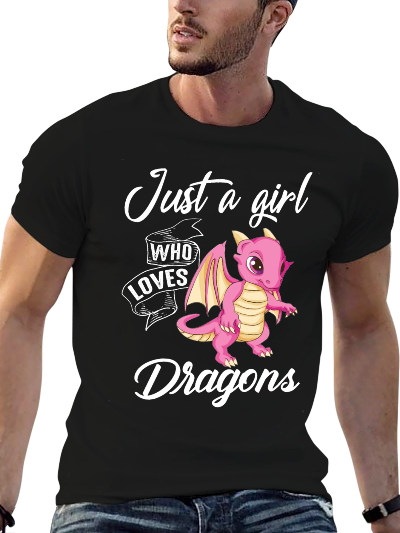 Black Just a Girl Who Loves Dragons T-Shirt view 6