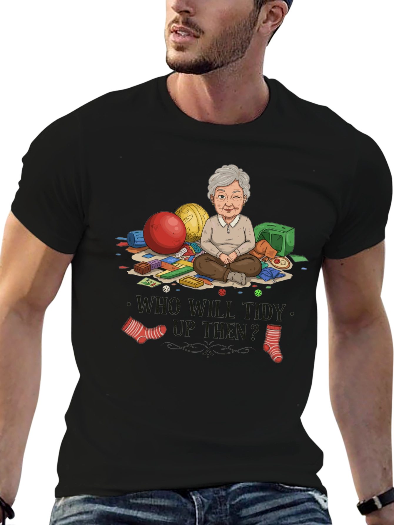 Black Grandma Tidy Up Graphic T-Shirt view 6