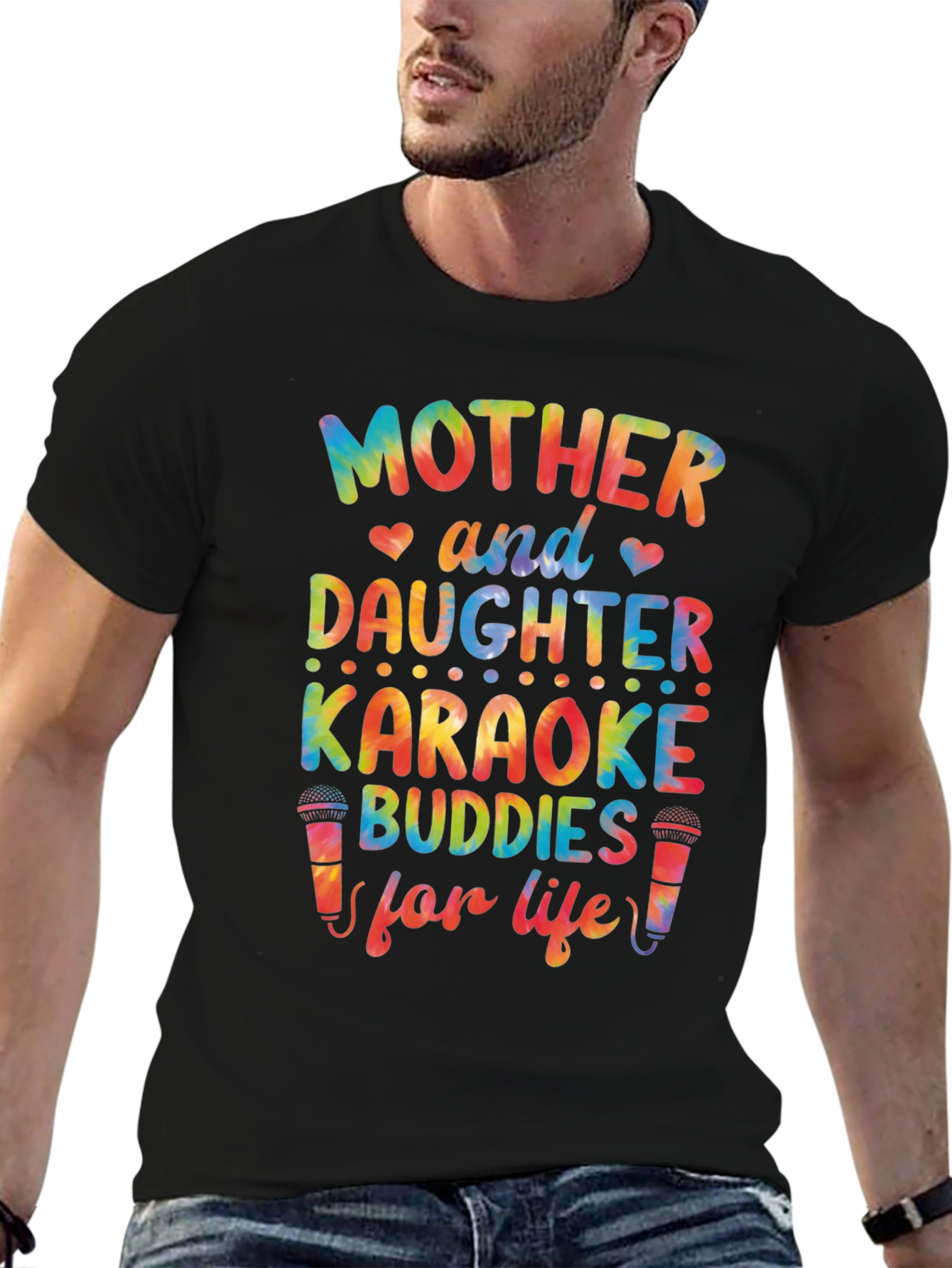Black Mother & Daughter Karaoke Buddies T-Shirt view 6