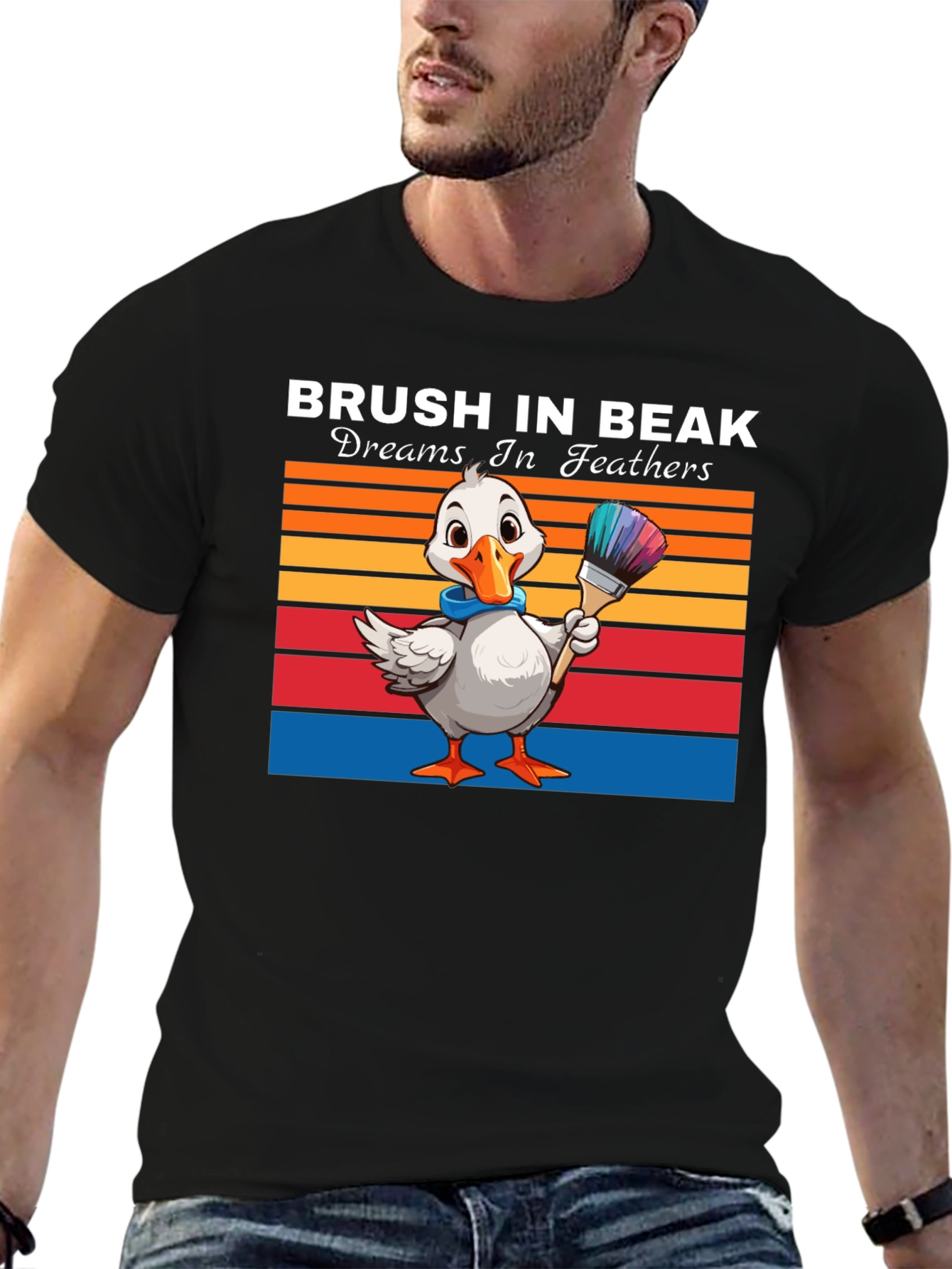 Black Brush in Beak T-shirt view 6