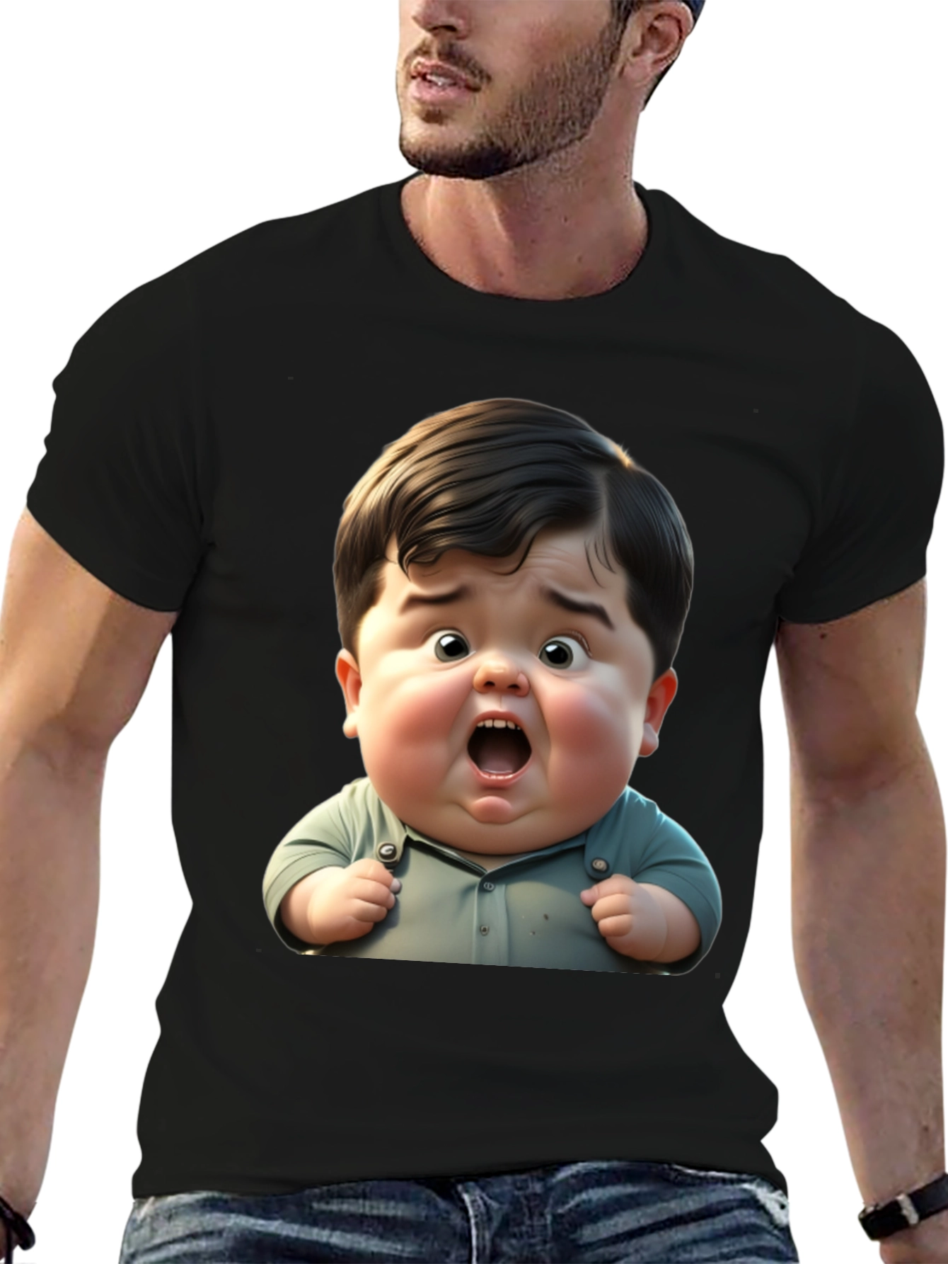 Black Funny Baby Graphic Black T-Shirt view 6