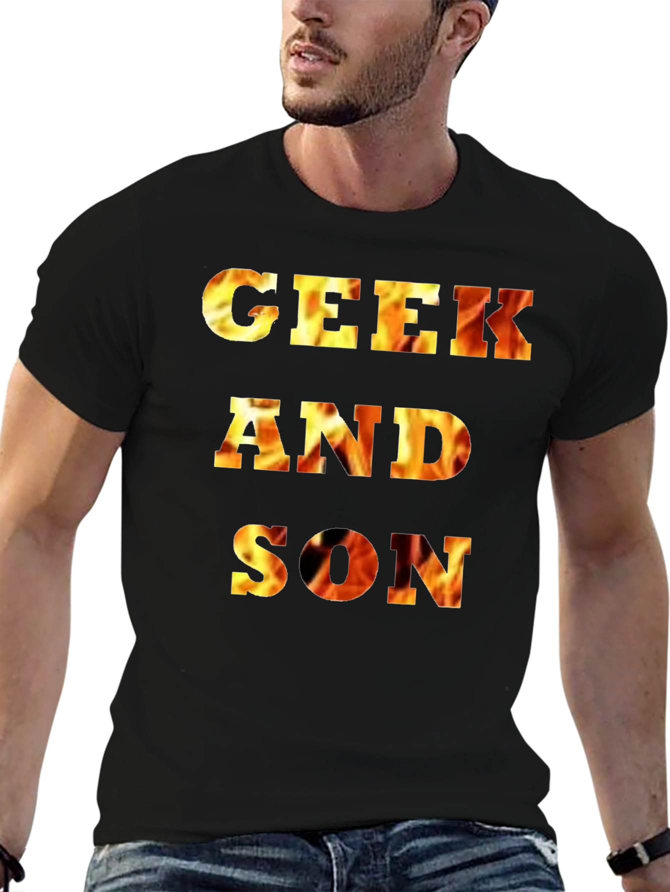 Black Geek and Son Flaming Graphic Tee - Black view 6
