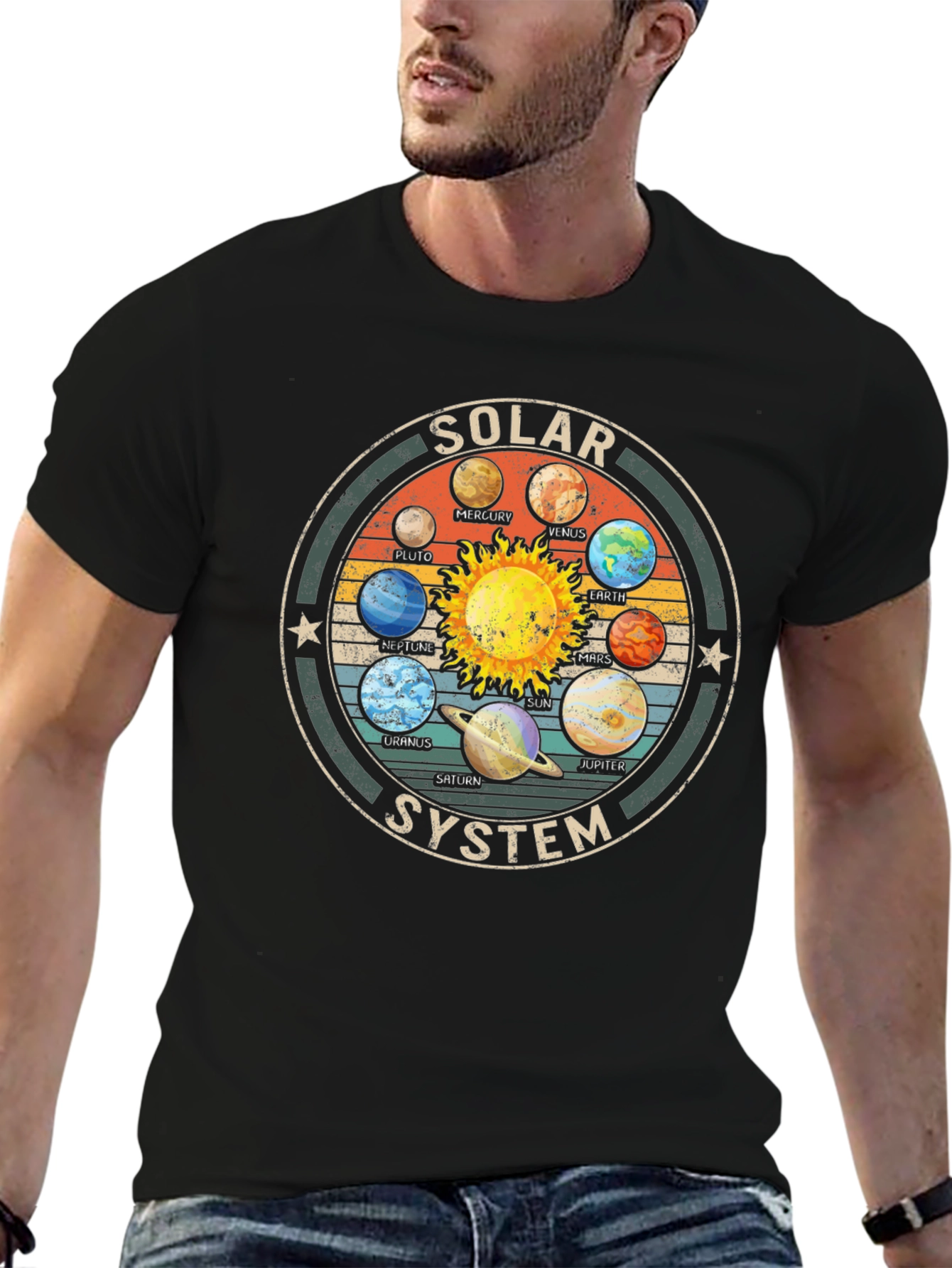 Black Solar System Graphic Tee - Vintage Style view 6