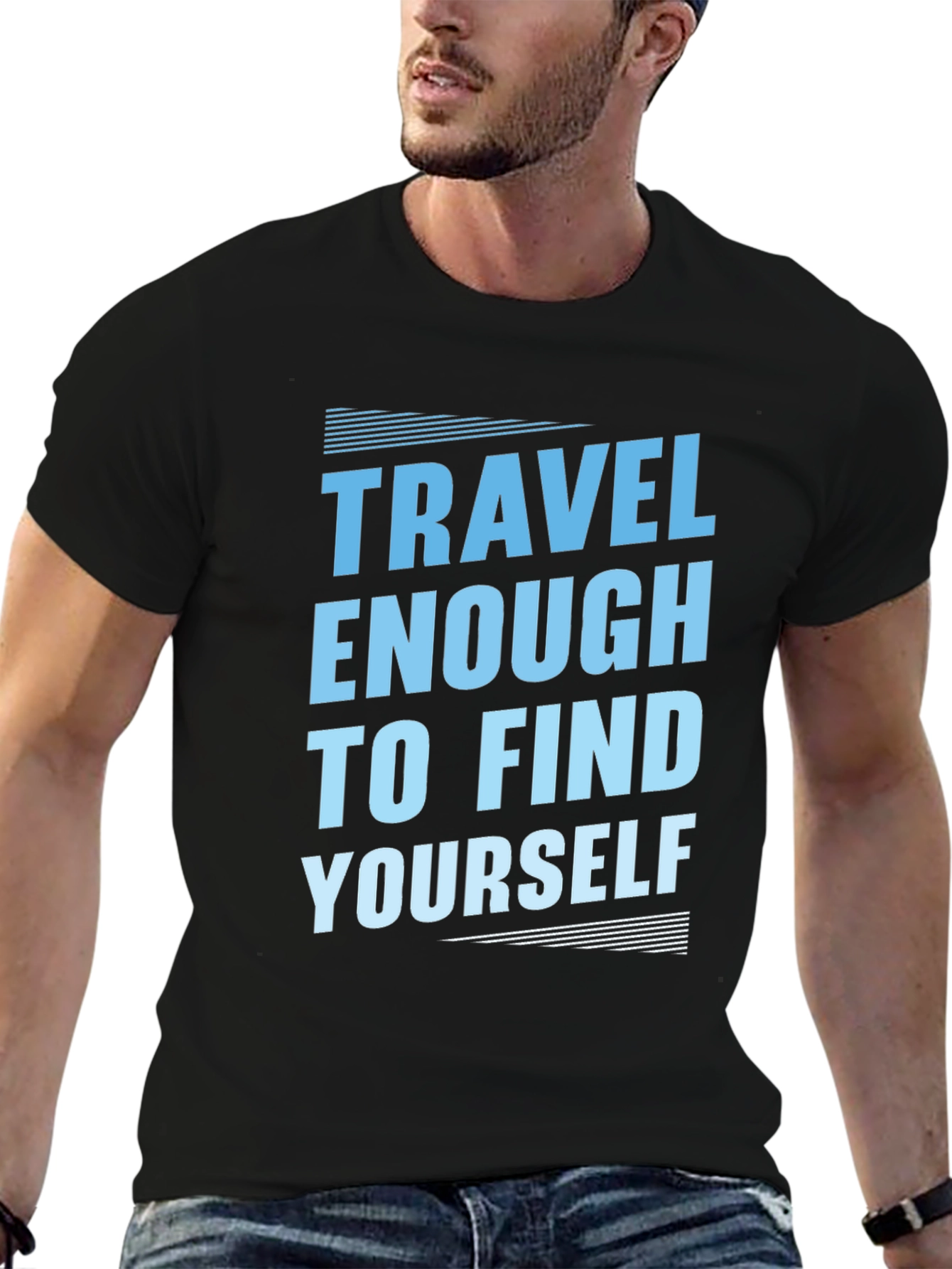 Black Travel to Find Yourself T-Shirt - Black view 6