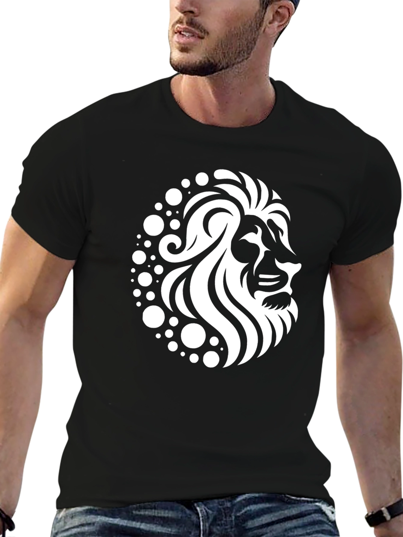 Black Lion Graphic Black T-Shirt - Stylish Men's Apparel view 6