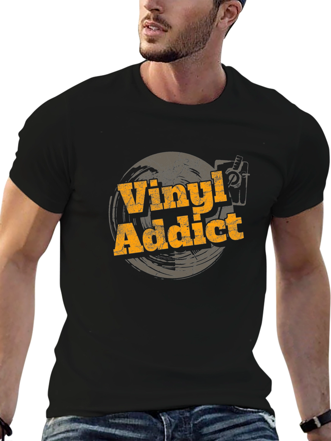 Black Vinyl Addict Black T-Shirt view 6