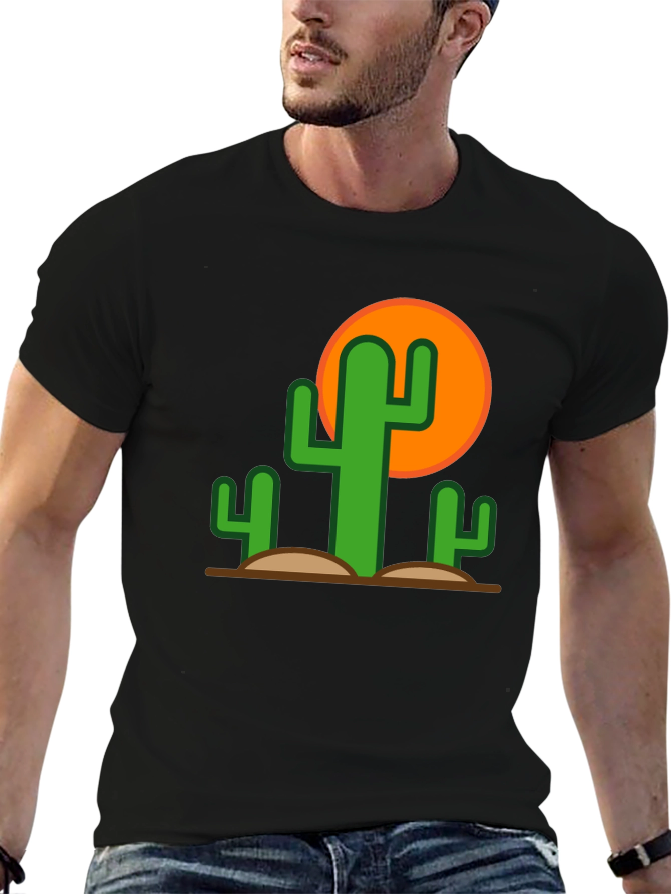 Black Desert Cactus Graphic Tee - Black Cotton T-Shirt view 6