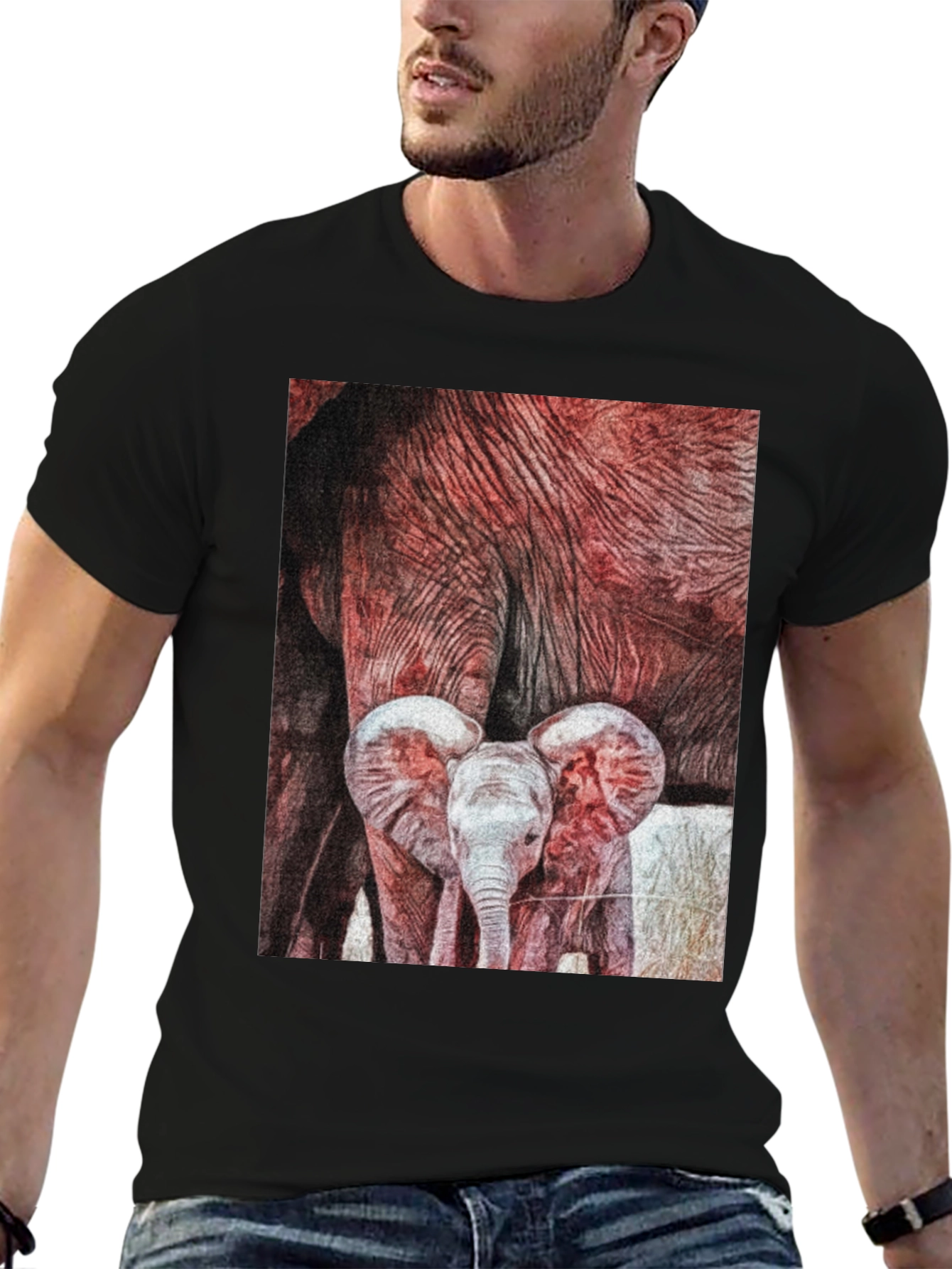 Black Elephant Family Graphic Tee view 6