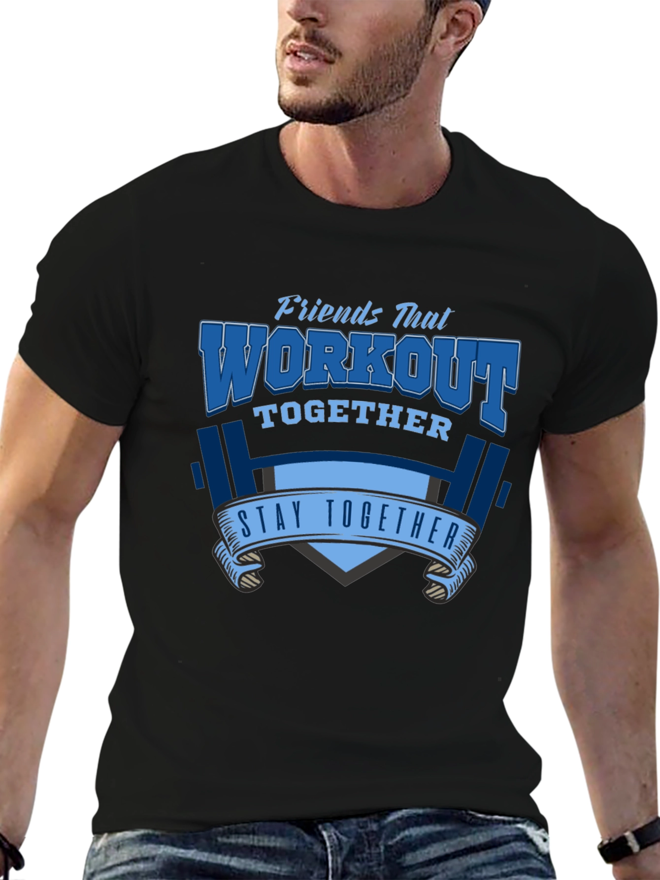Black Workout Together T-Shirt - Fitness Apparel view 6