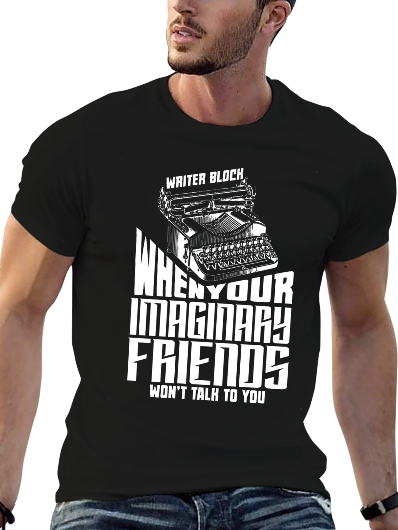 Black Writer's Block Tee - Imaginary Friends T-Shirt view 6