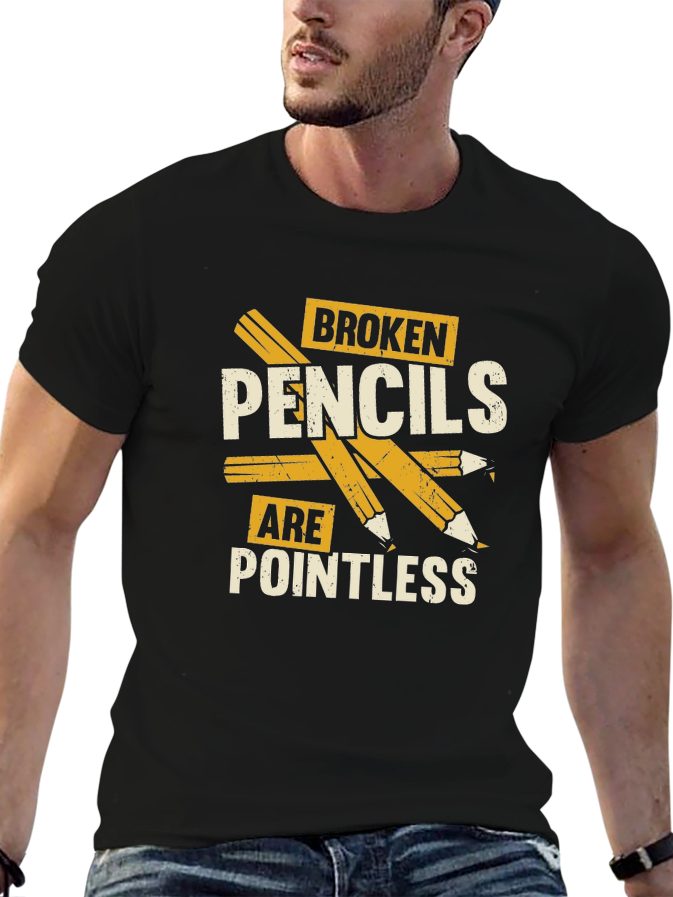 Black Broken Pencils T-Shirt - Pointless Graphic Tee view 6
