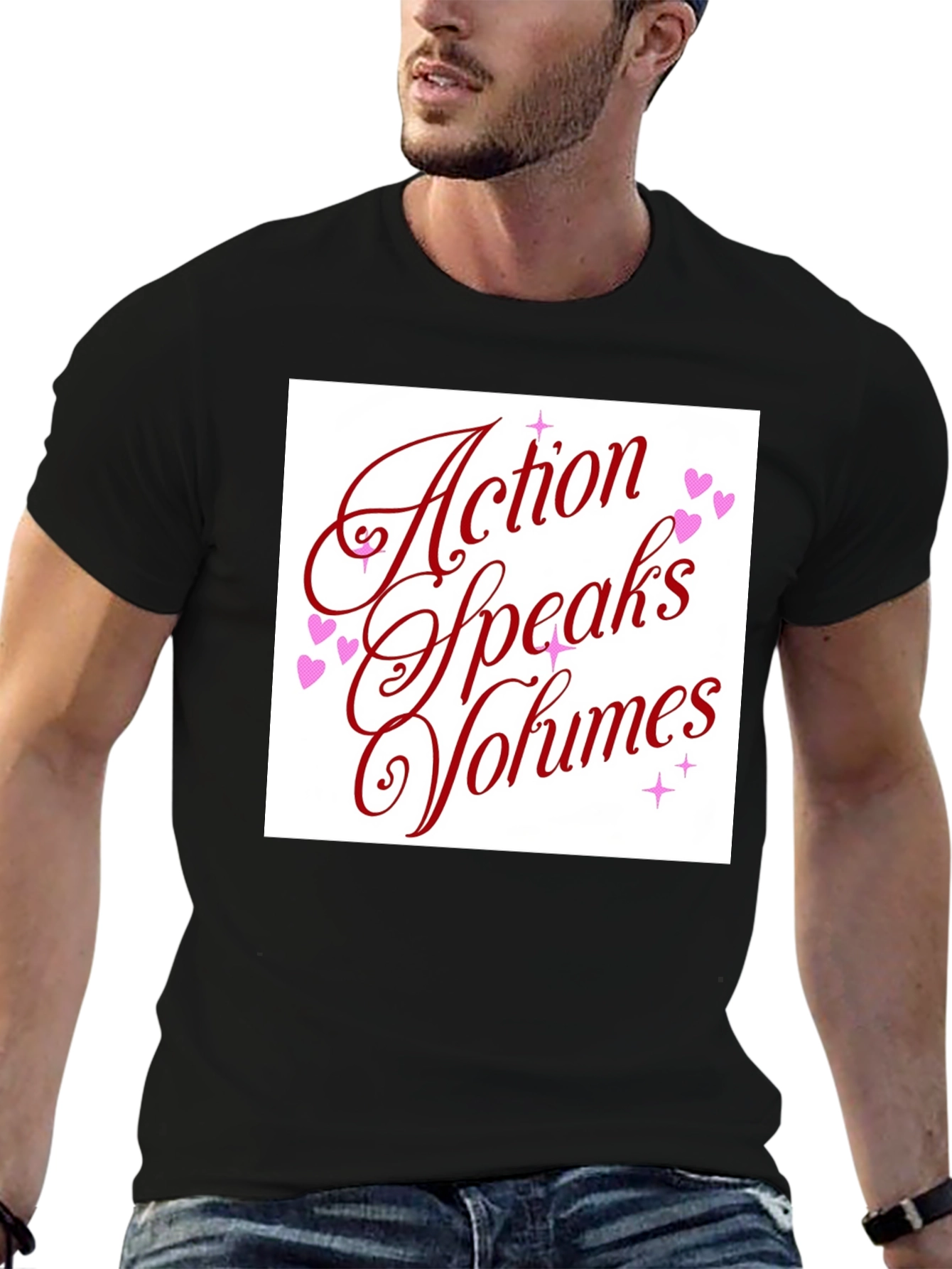 Black Action Speaks Volumes Graphic Tee - Unisex view 6